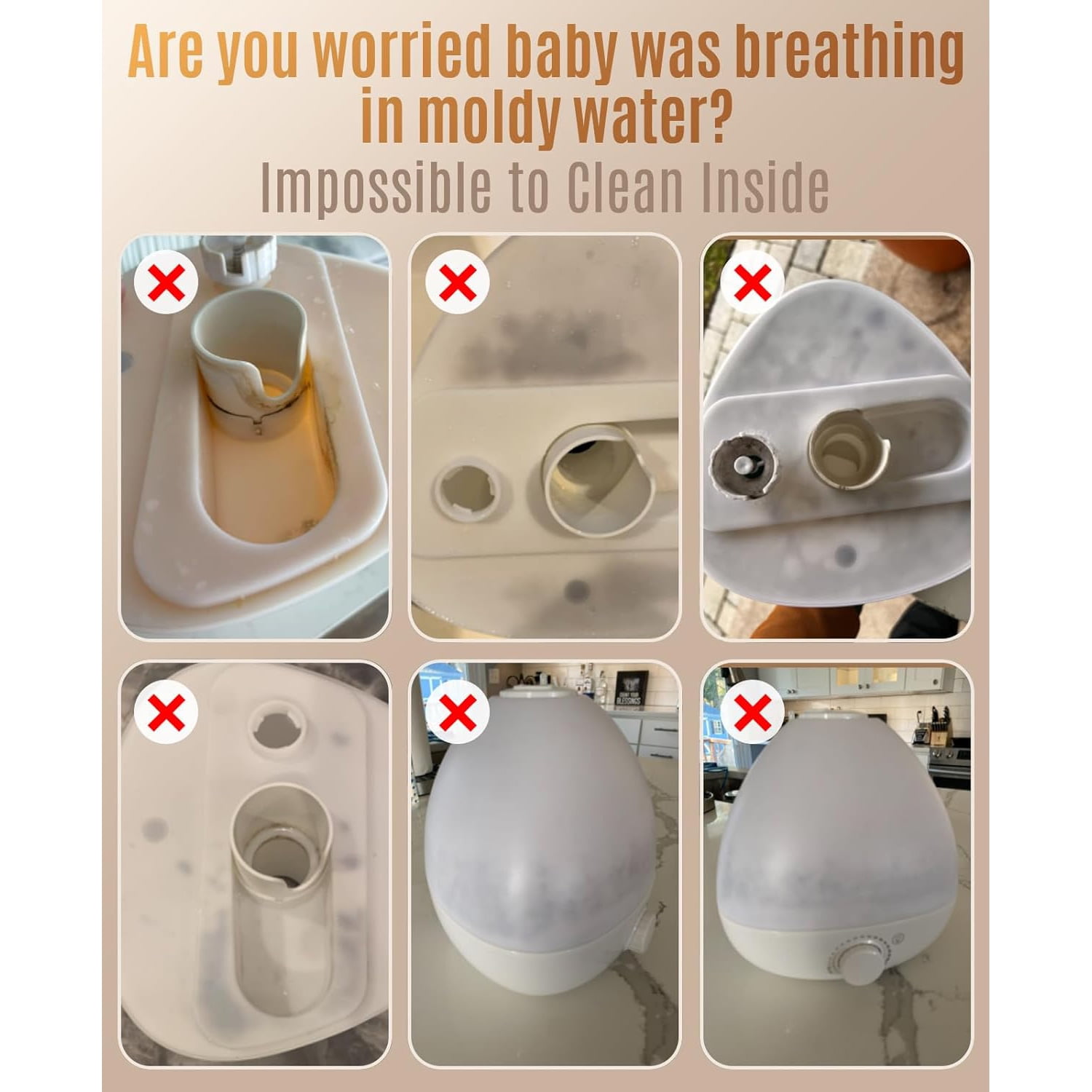 Jack & Rose Stainless Steel Humidifier Large Room, 2.5L Cool Mist Humidifiers for Bedroom, Quiet 4 Level Evaporative Humidifier, Easy to Clean Humidifier Dishwasher Safe (Filter Free) - White - Image 7