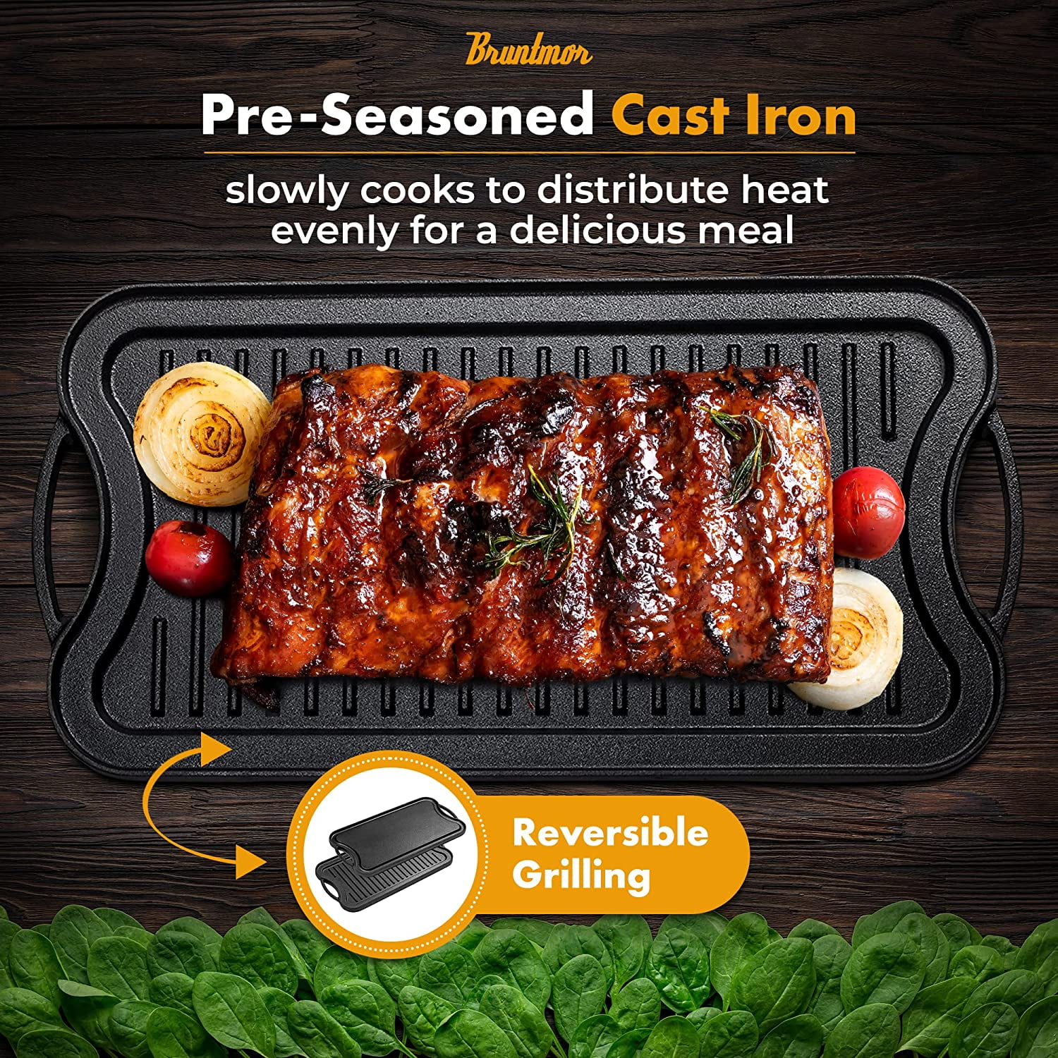 Bruntmor Pre-Seasoned 10.4'' Cast Reversible Griddle - Image 5