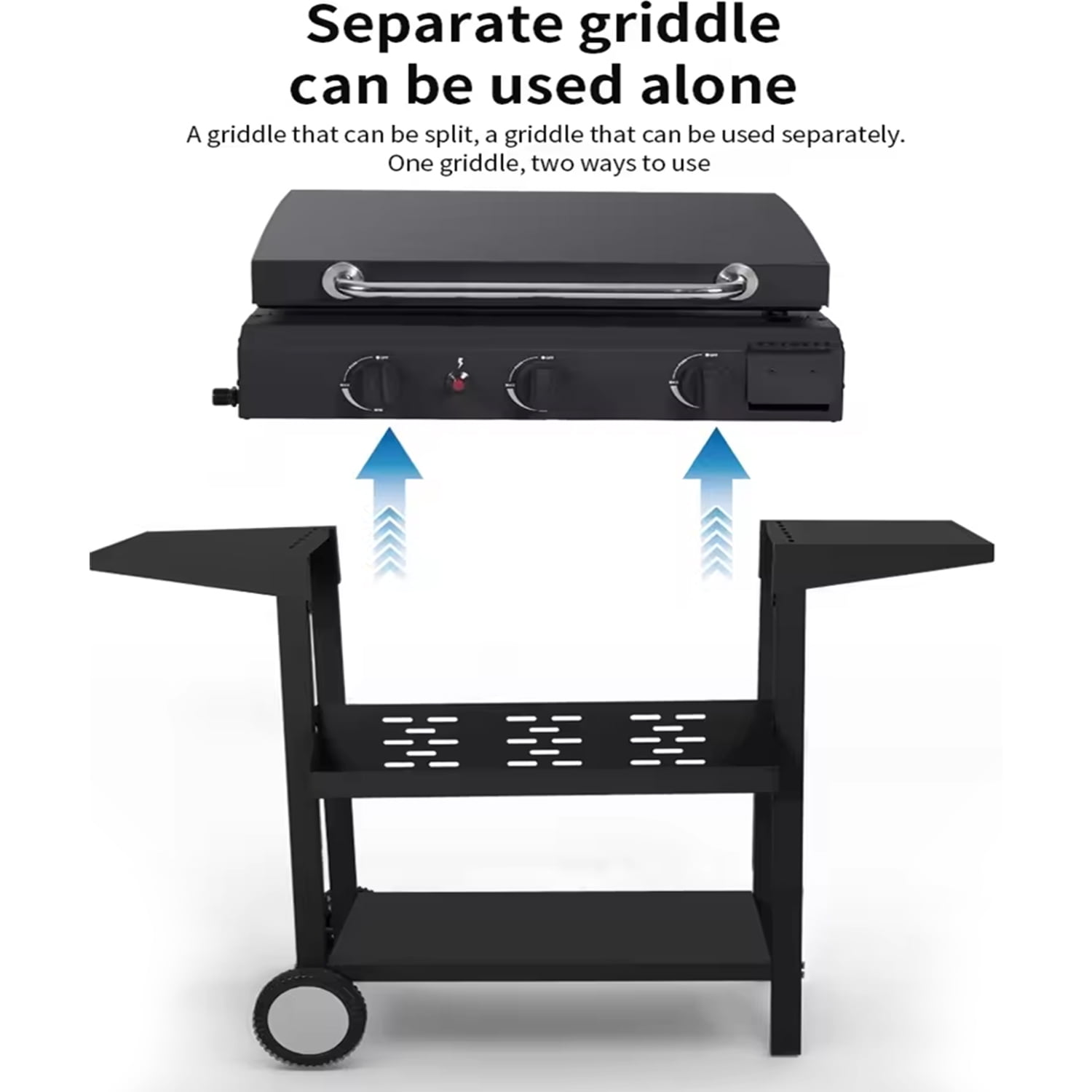 SUGIFT 3-Burner Propane Gas Griddle Outdoor Flat Top Gas Grill Can Be Detached Table Top Griddle, for BBQ, Camping - Image 8