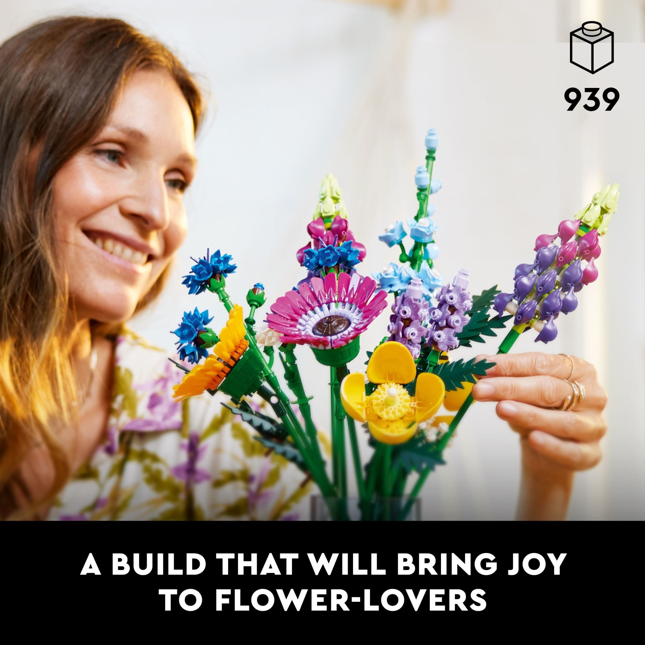 LEGO Botanicals Artificial Wildflower Bouquet - Fake Indoor Flower Building Set for Home, Kitchen, Desk Decoration, Adults Ages 18+ - Birthday or Anniversary Gift Idea - 10313 - Image 4