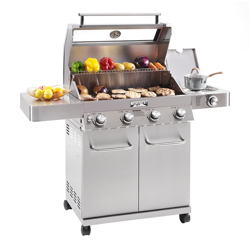 Monument Grills 4 Burner Dual Fuel Gas Grill with Stainless Steel Cabinet, Side Burner, Clear View Lid and LED Controls, 60,000 BTU - Image 16