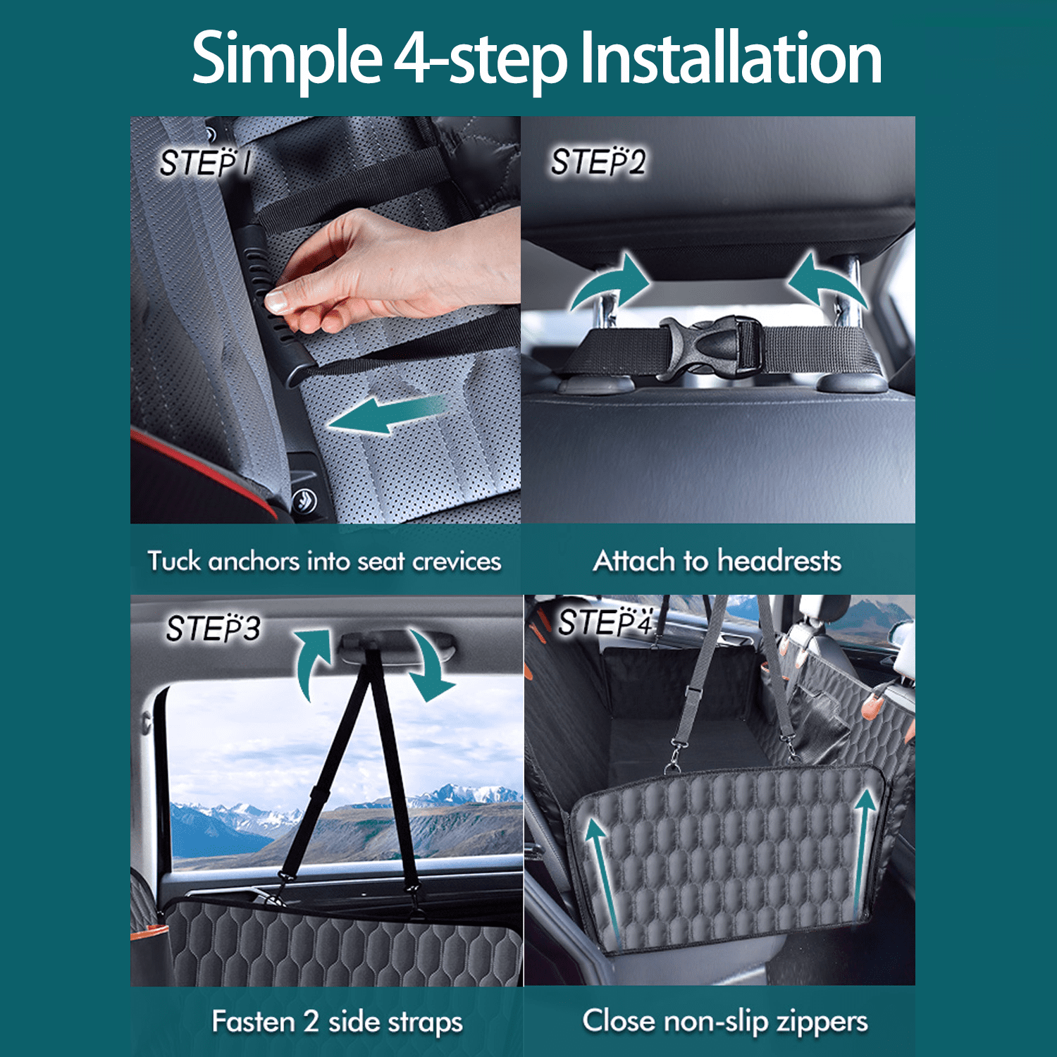 Mpow Back Seat Extender for Dogs-Supports 330lb,Waterproof Dog Car Seat Cover for Back Seat Hard Bottom-Detachable,600D Heavy Duty Scratch Proof Nonslip Durable Soft,Dog Hammock for Car,SUVs,Truck - Image 6