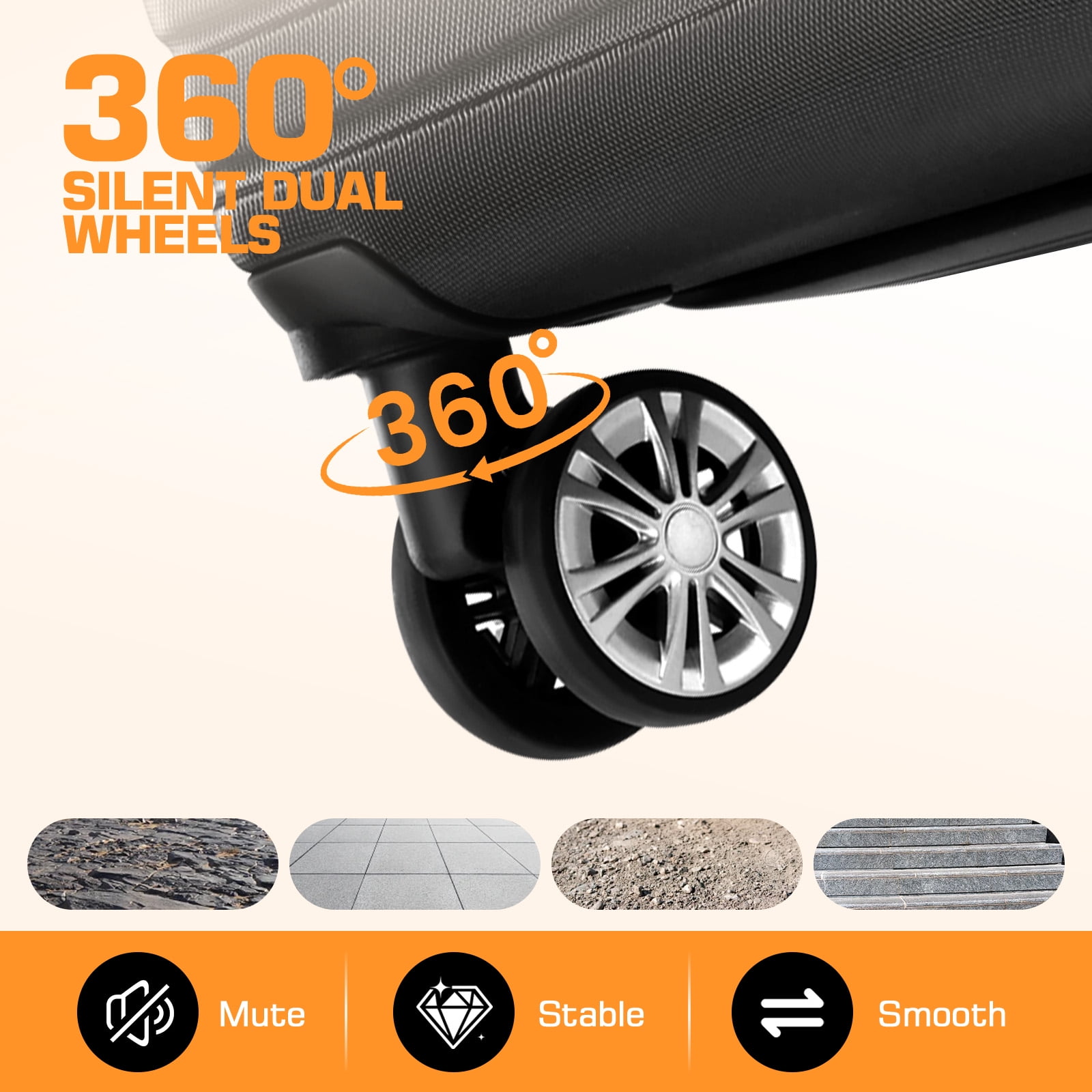 COBIZI 3 Piece Hardshell Luggage Set, Lightweight Suitcase with TSA Lock Spinner Wheels, 20/24/28 in, Black - Image 7