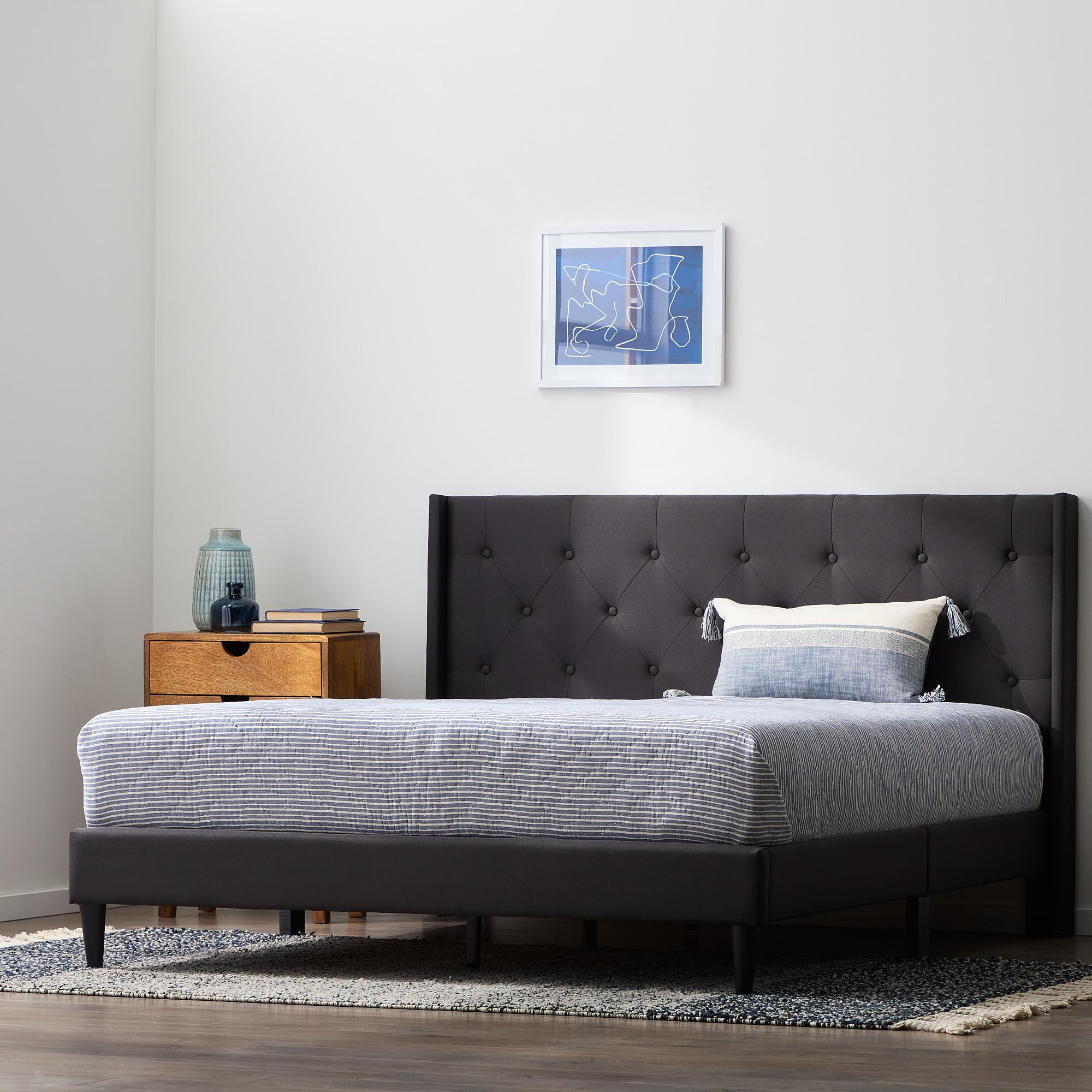 Rest Haven Astoria Wingback Tufted Upholstered Bed, Twin, Charcoal - Image 11