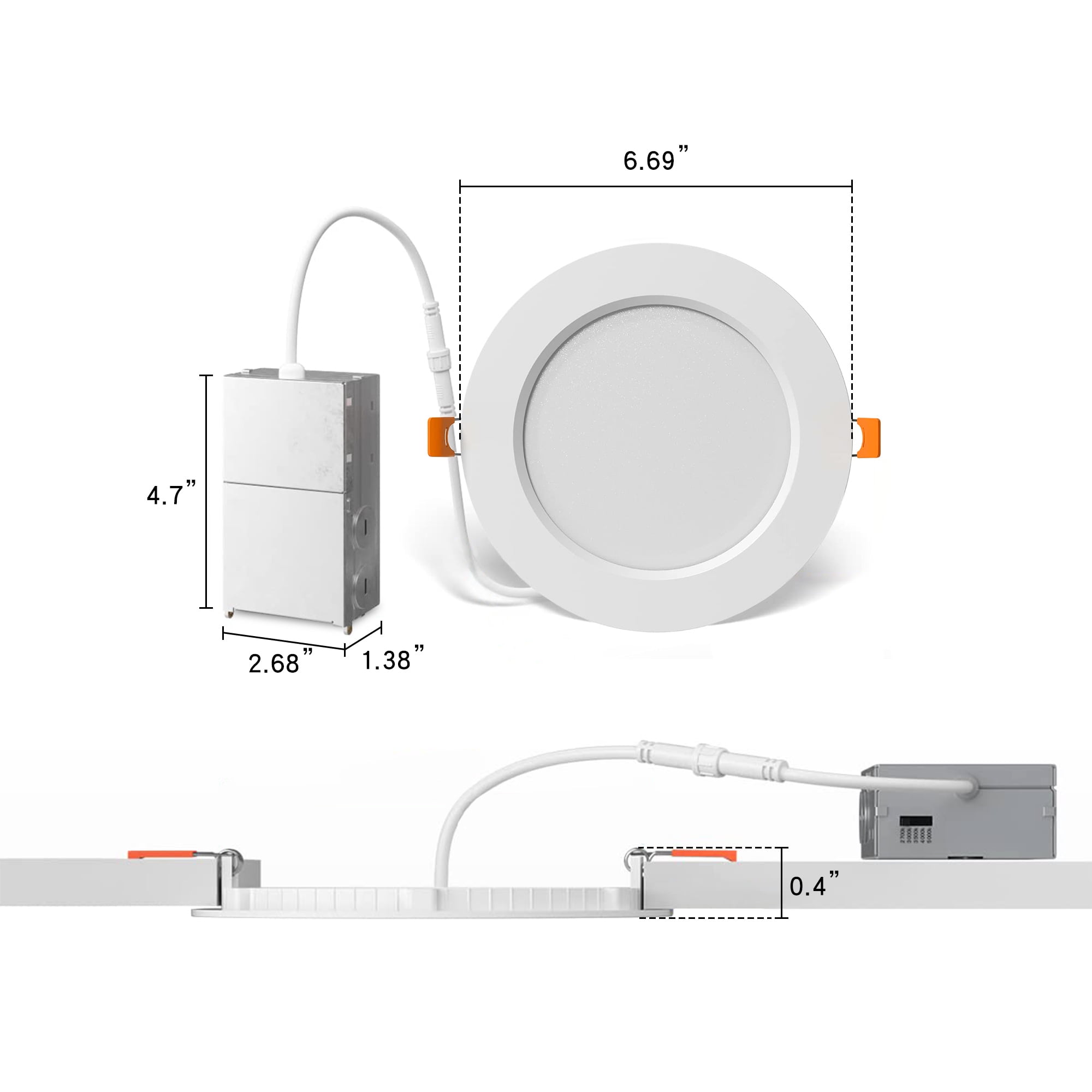 DAYBETTER 24 Pack LED Recessed Ceiling Light Modern,5CCT 6 inch Ultra-Thin with Junction Box, 2700K-5000K Selectable, Dimmable,Lighting - Image 3
