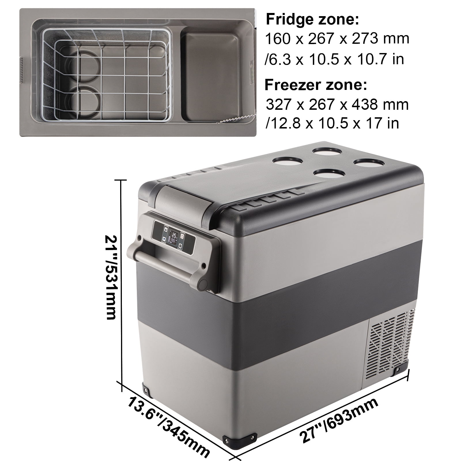 KFFKFF 55L Portable Car Refrigerator, 58 Quart Compact RV Fridge, 12/24V DC & 110-240V AC Vehicle, Car, Truck, Boat Mini Electric Freezer - Ideal for Driving - Image 6