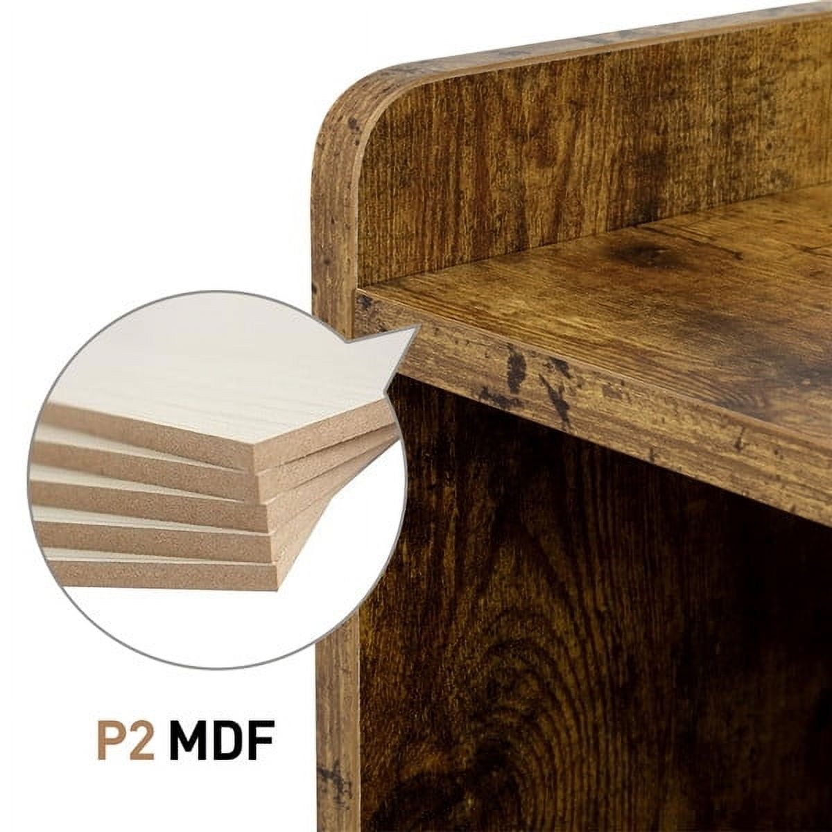 Renwick Industrial Small Space Nightstands with Iron Legs, Set of 2, Rustic Brown Finish - Image 6