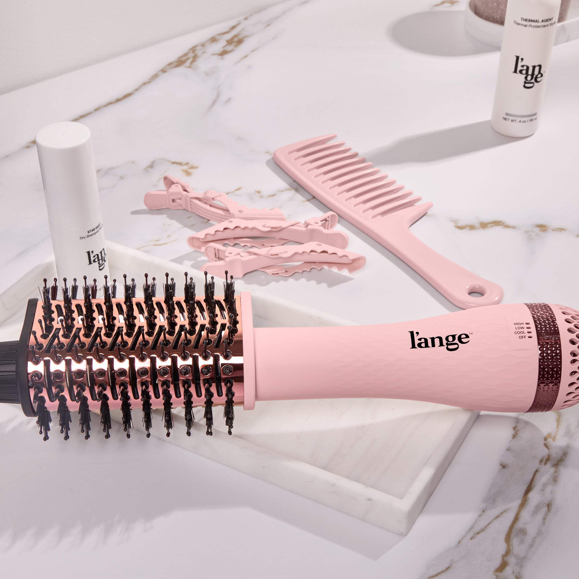 L'ange Hair Le Volume Elevé 65MM 2-in-1 Titanium Brush Dryer, 3 Heat Settings, 360° Vented Airflow, Bllush - Image 10