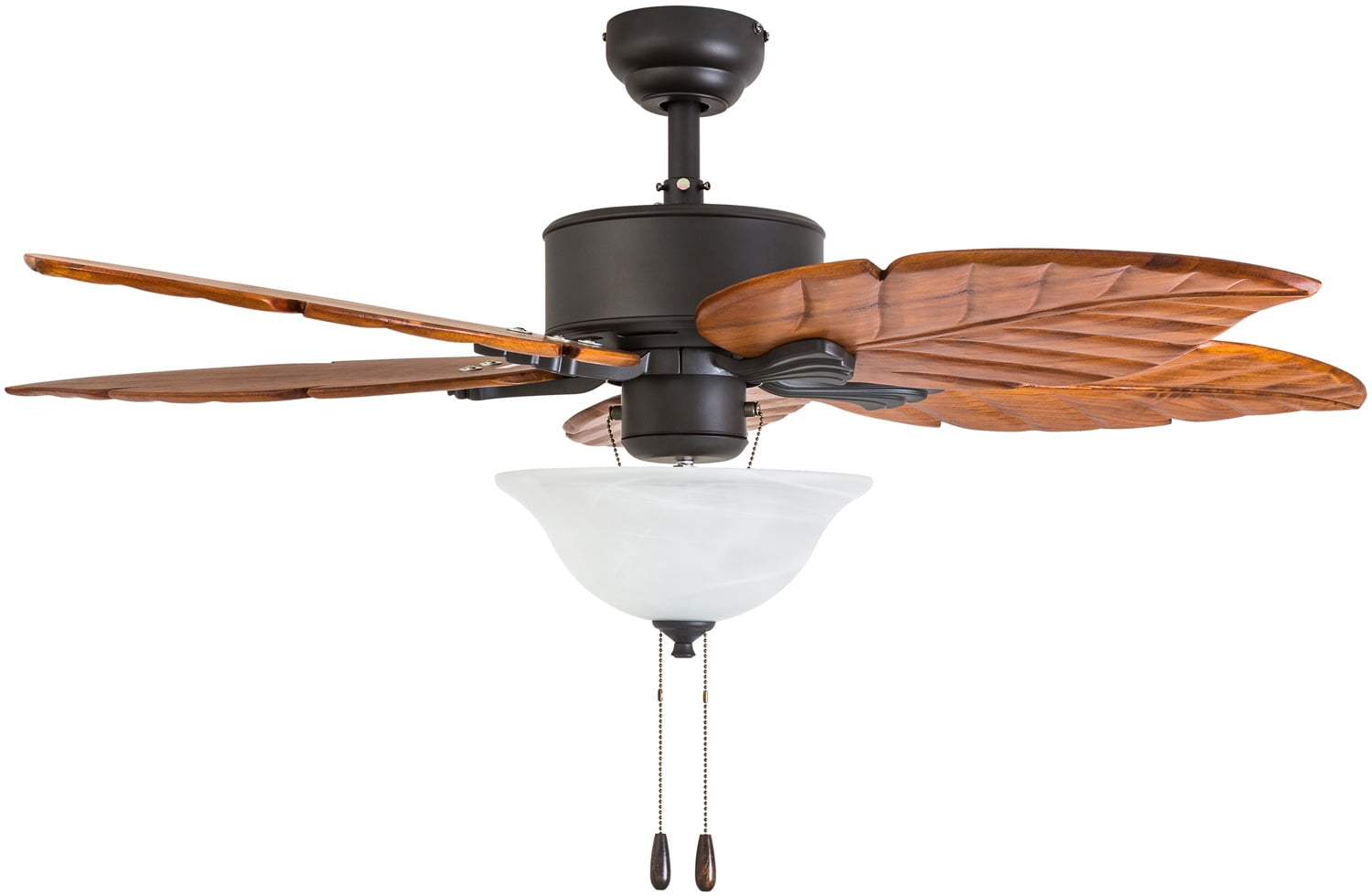 Prominence Home 50676-35 Misty Peak Tropical 52-Inch Aged Bronze Indoor Ceiling Fan, LED Bowl Light with Dark Cherry Hand Carved Wood Blades - Image 2