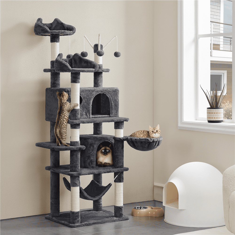 Renwick 67'' H Multi-Level Cat Tree Cat Tower with Condos, Dark Gray - Image 9