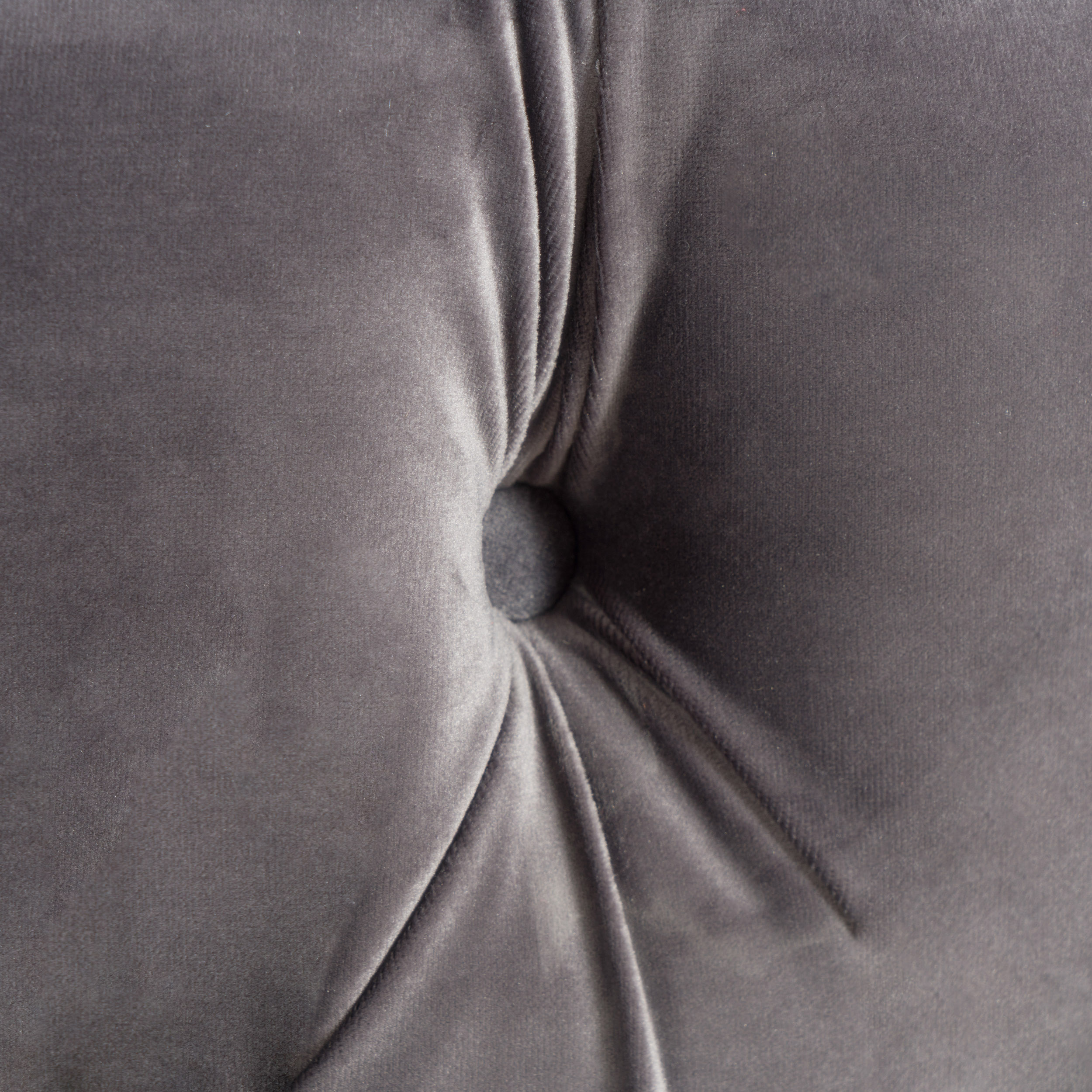 GDF Studio Maelyn Round Velvet Ottoman, Grey - Image 3