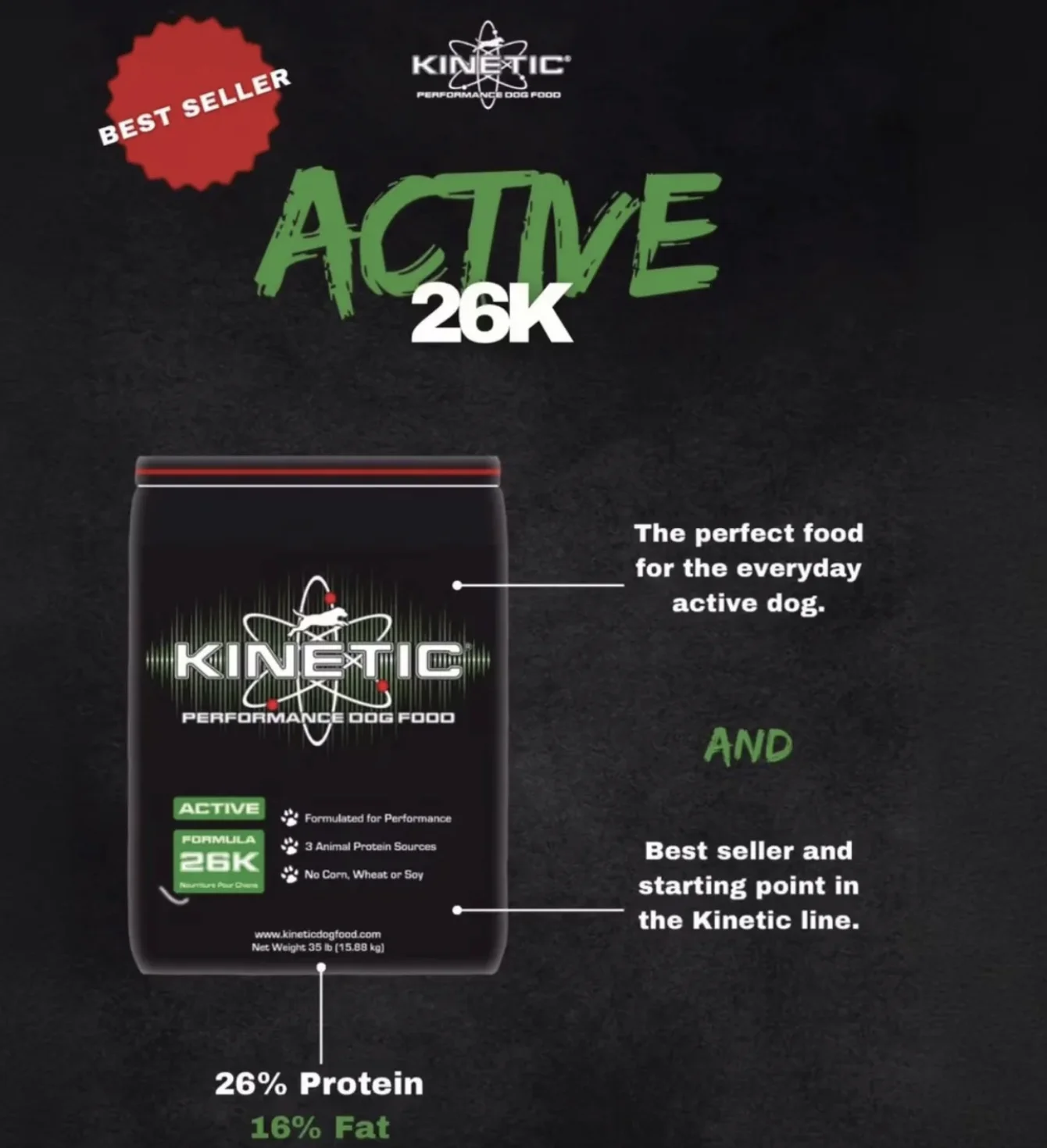43899-Active 26K Kinetic Dog food 35 lb. - Image 3