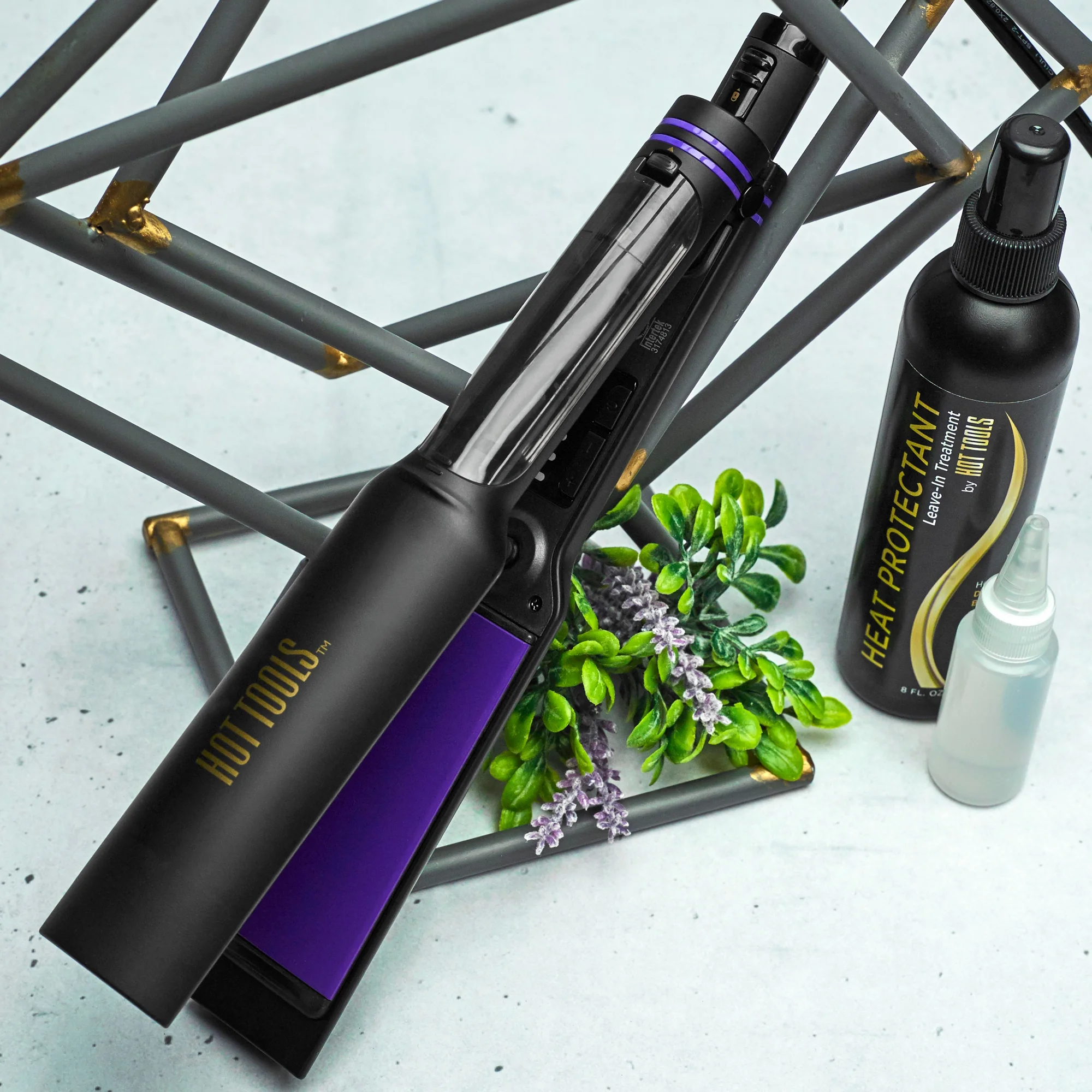 Hot Tools Pro Signature 1-1/2" Charcoal Ceramic Steamstyler Flat Iron, Black - Image 4