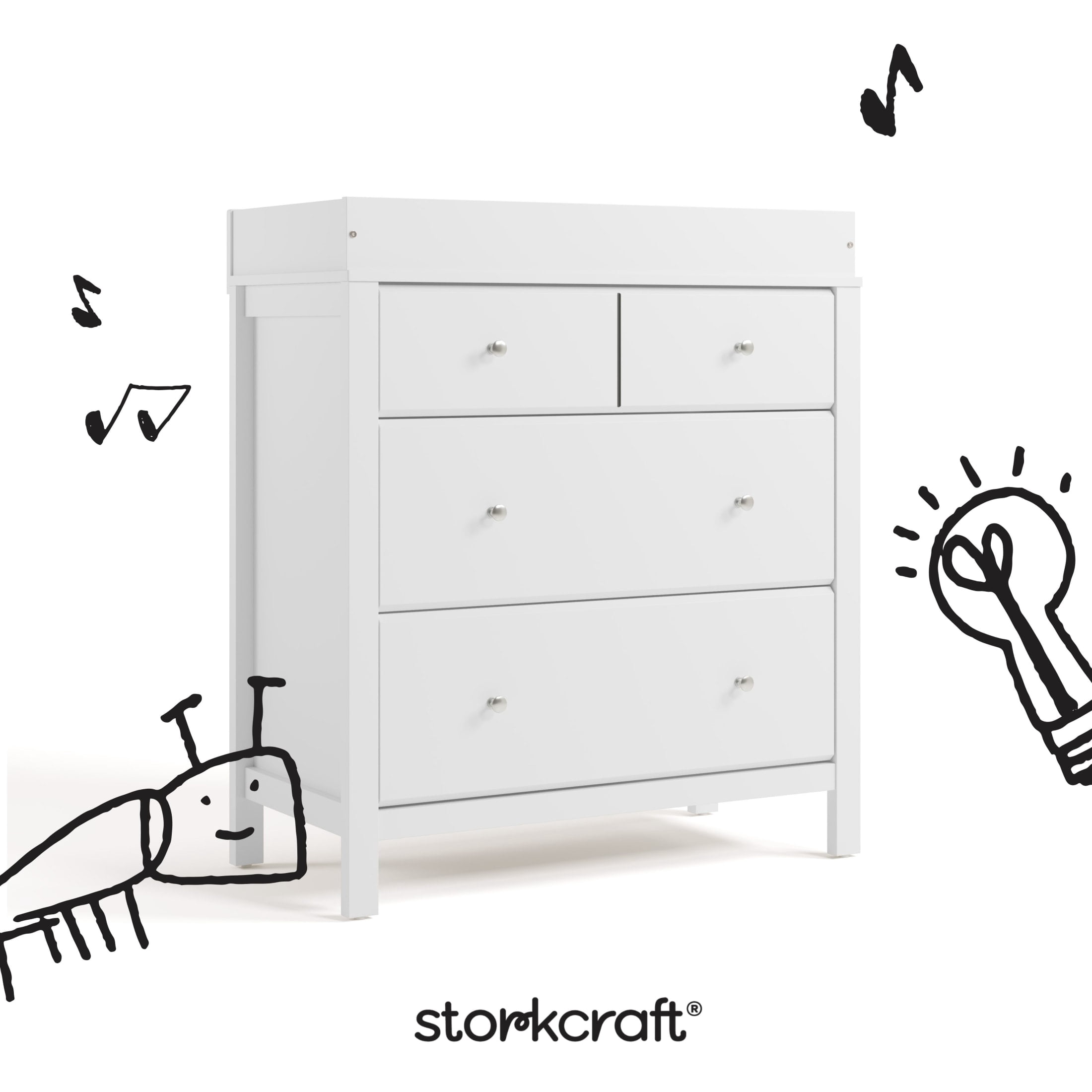 Storkcraft Horizon 3 Drawer Chest with Infant Changing Topper, White - Image 6