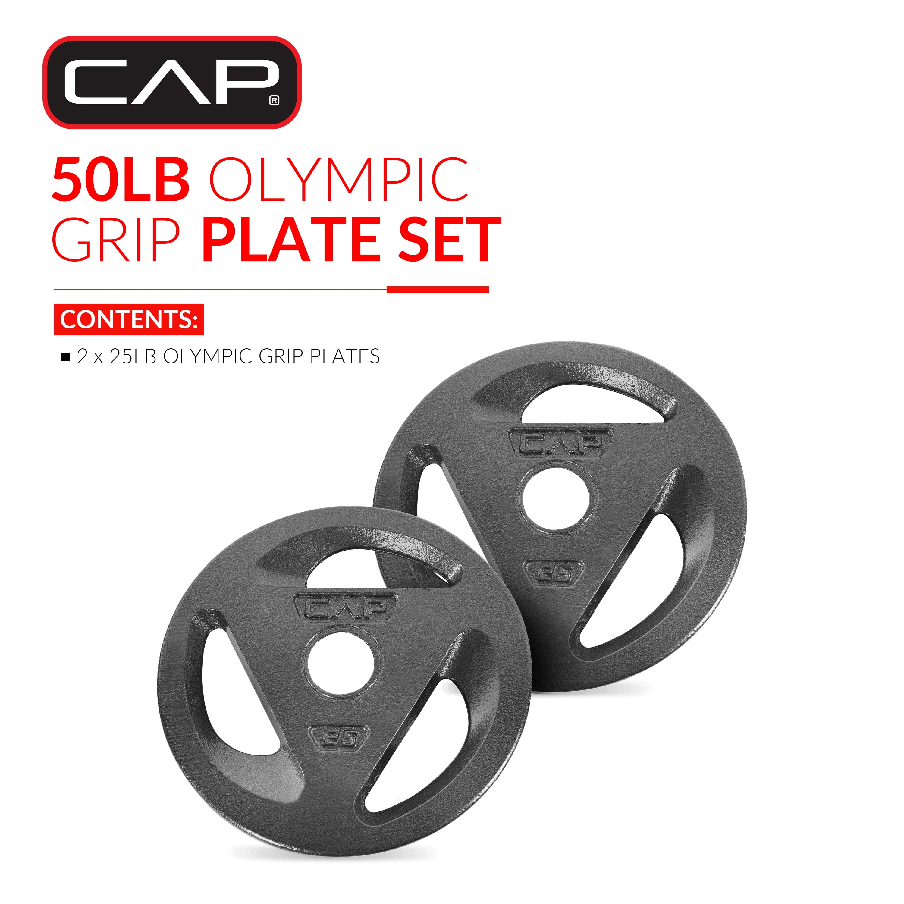 CAP Barbell 50lb Olympic Grip Plate Weight Set (25x2) - Image 4