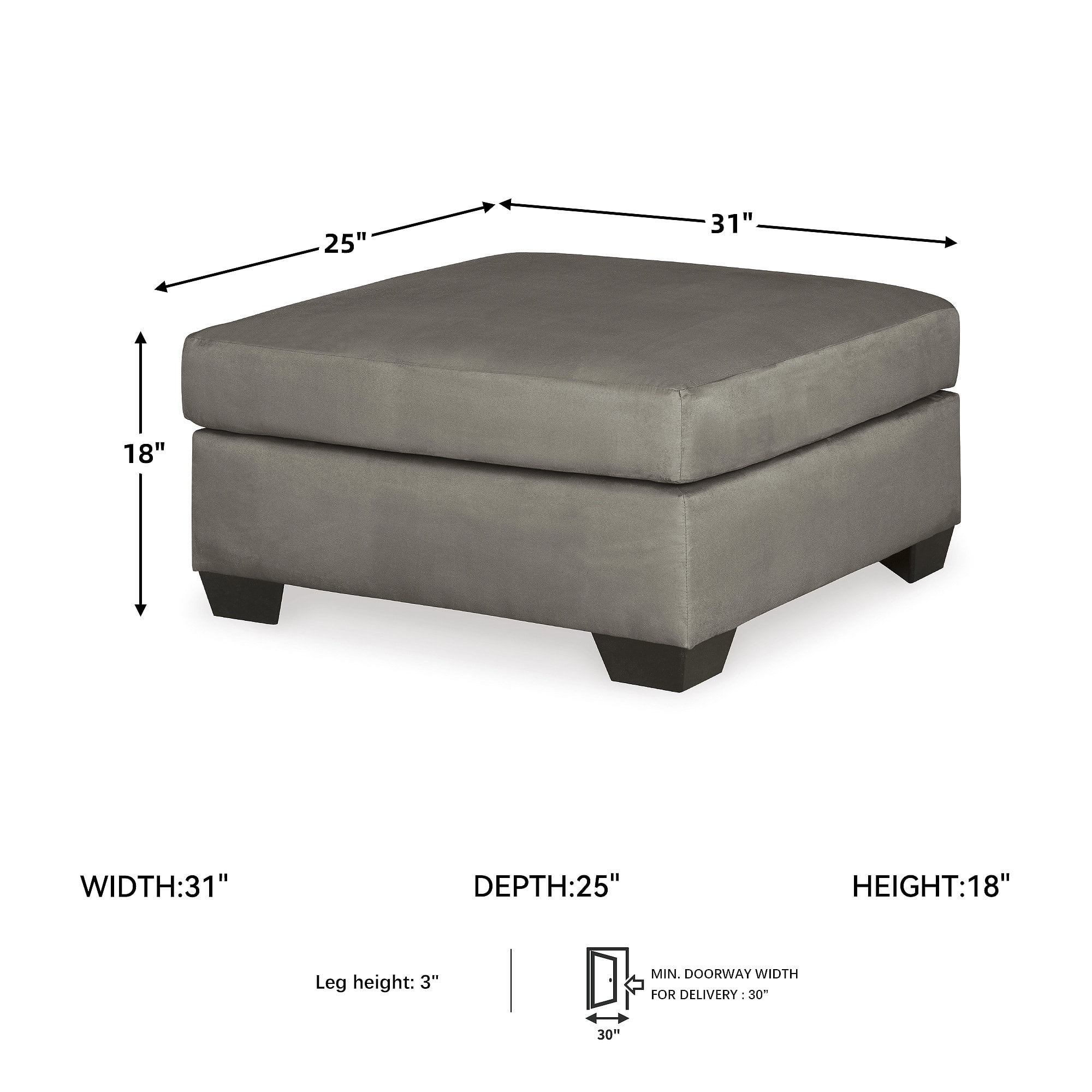 Signature Design by Ashley Contemporary Darcy Ottoman Microfiber Cobblestone - Image 3