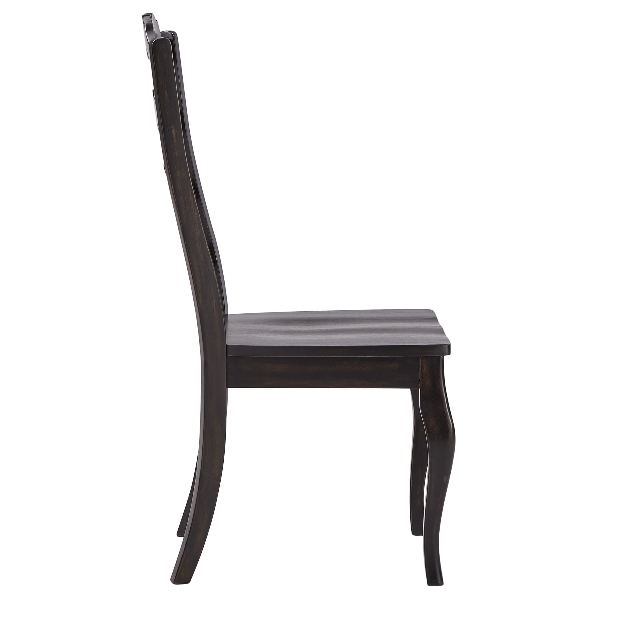 Weston Home Farmhouse French Ladder Back Wood Dining Chairs, Set of 2, Antique Black - Image 3