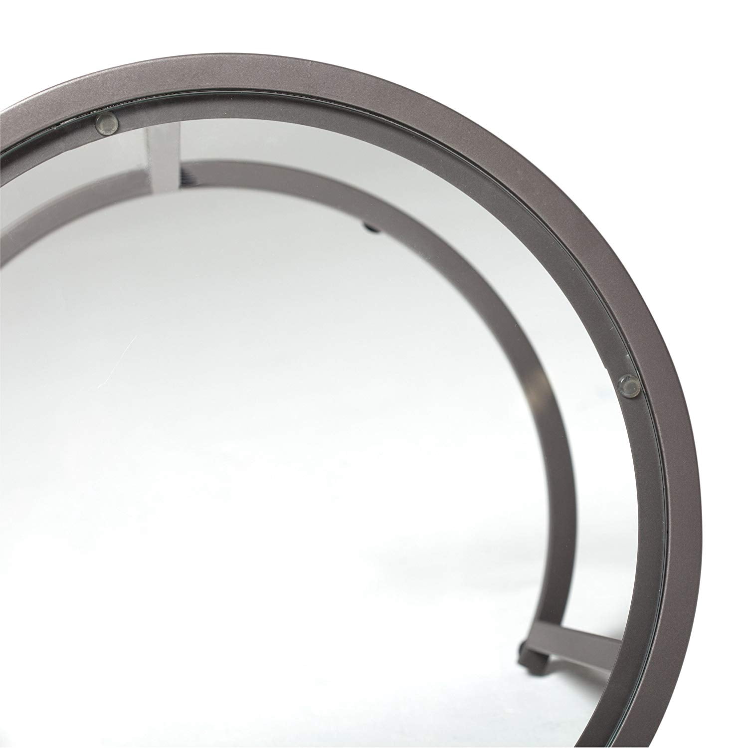 Studio Designs Camber Modern Round Nesting End Tables, Pewter Metal/Glass - Image 2