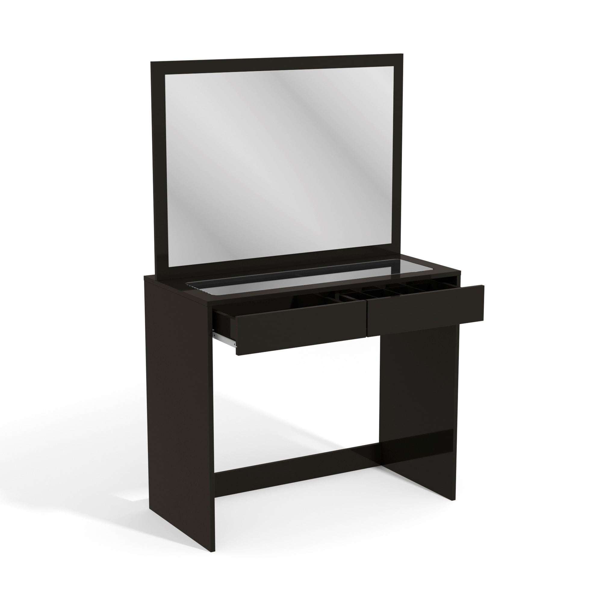 Ember Interiors Carly Black Makeup Vanity Desk with Mirror for Women & Teens - Image 4