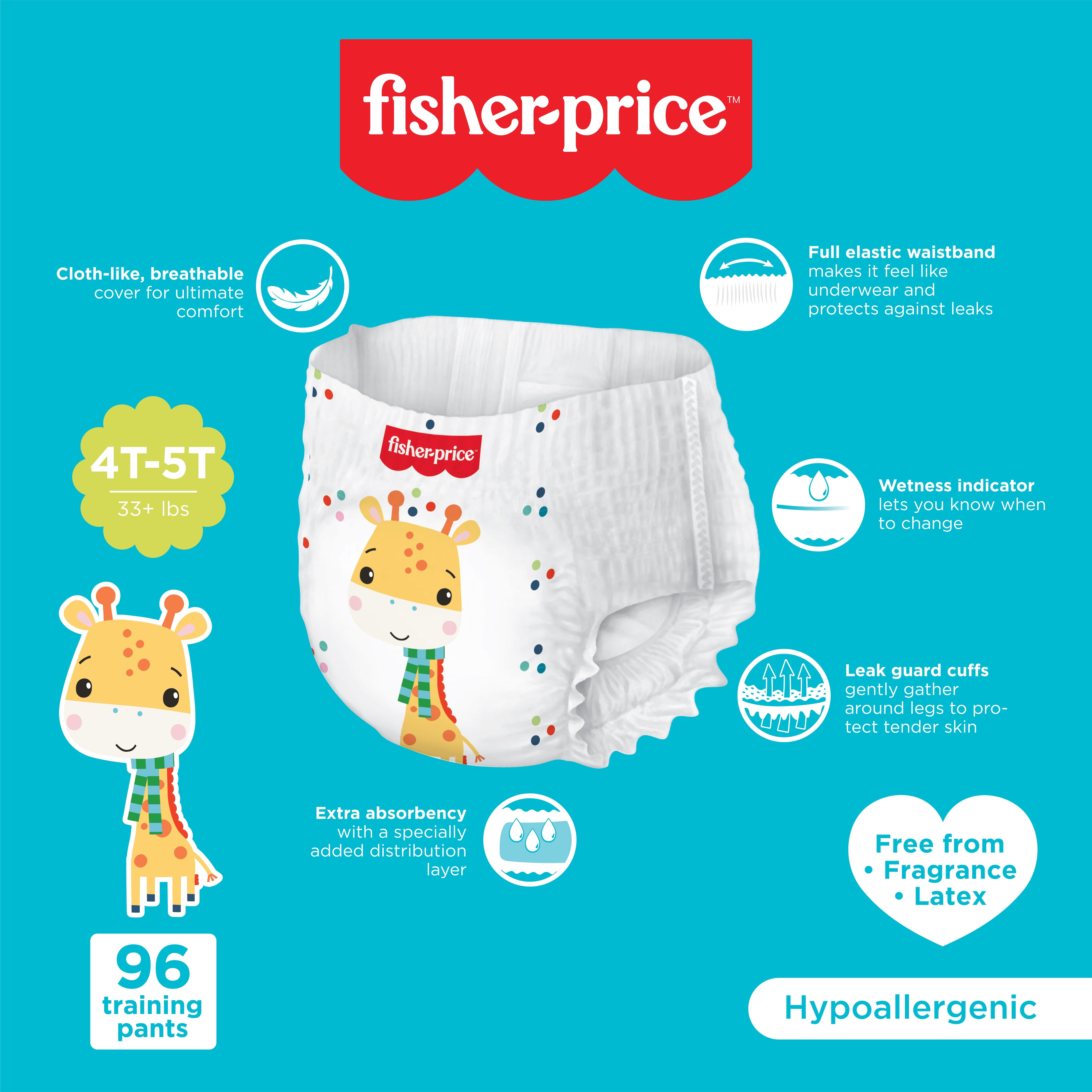Fisher-Price Girls Disposable Training Pants for Toddlers, 4T-5T, 96 Count - Image 3