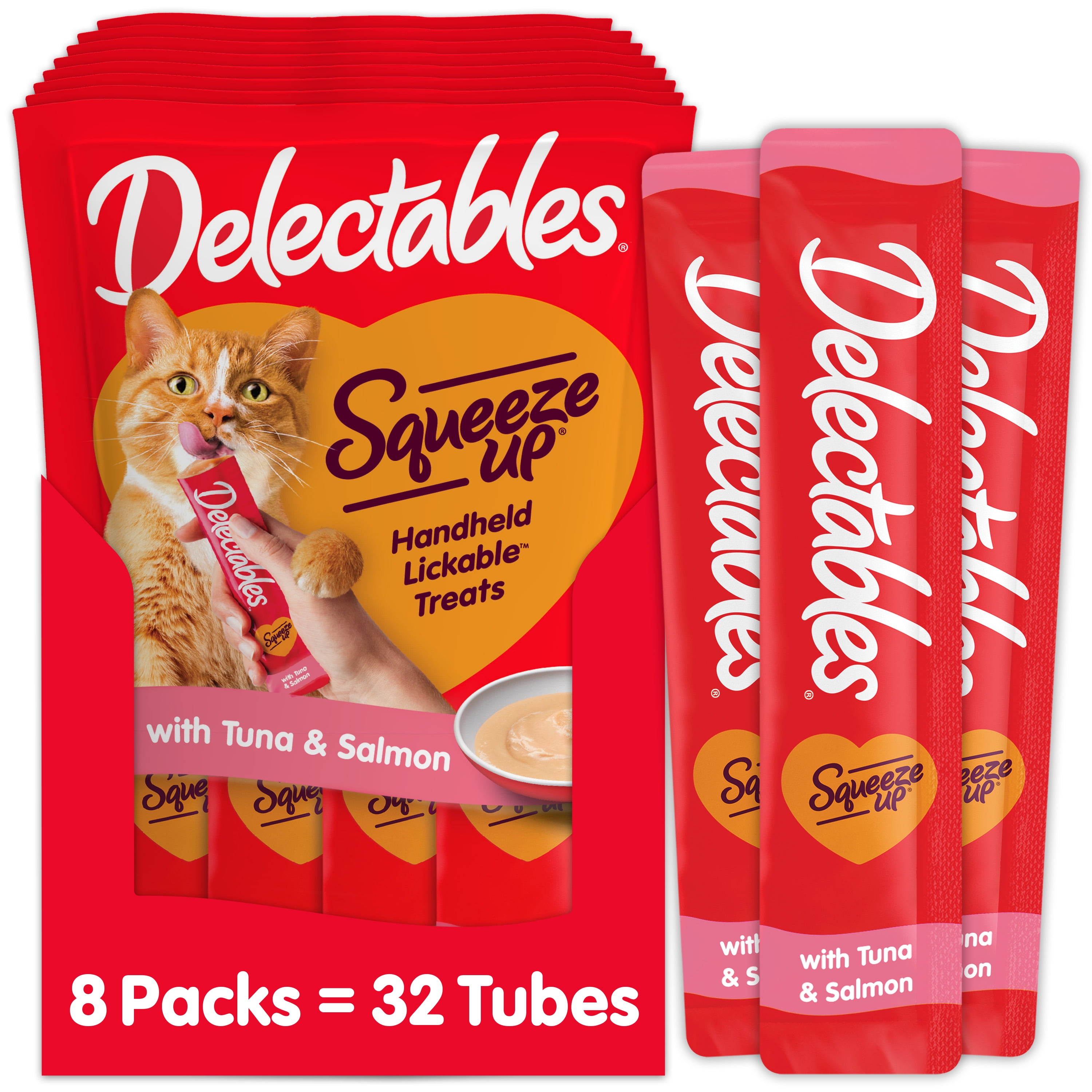 (4 pack) Hartz Delectables Squeeze Up Tuna & Salmon Interactive Lickable Wet Cat Treat, 0.5oz Tube (32 Count) - Image 2