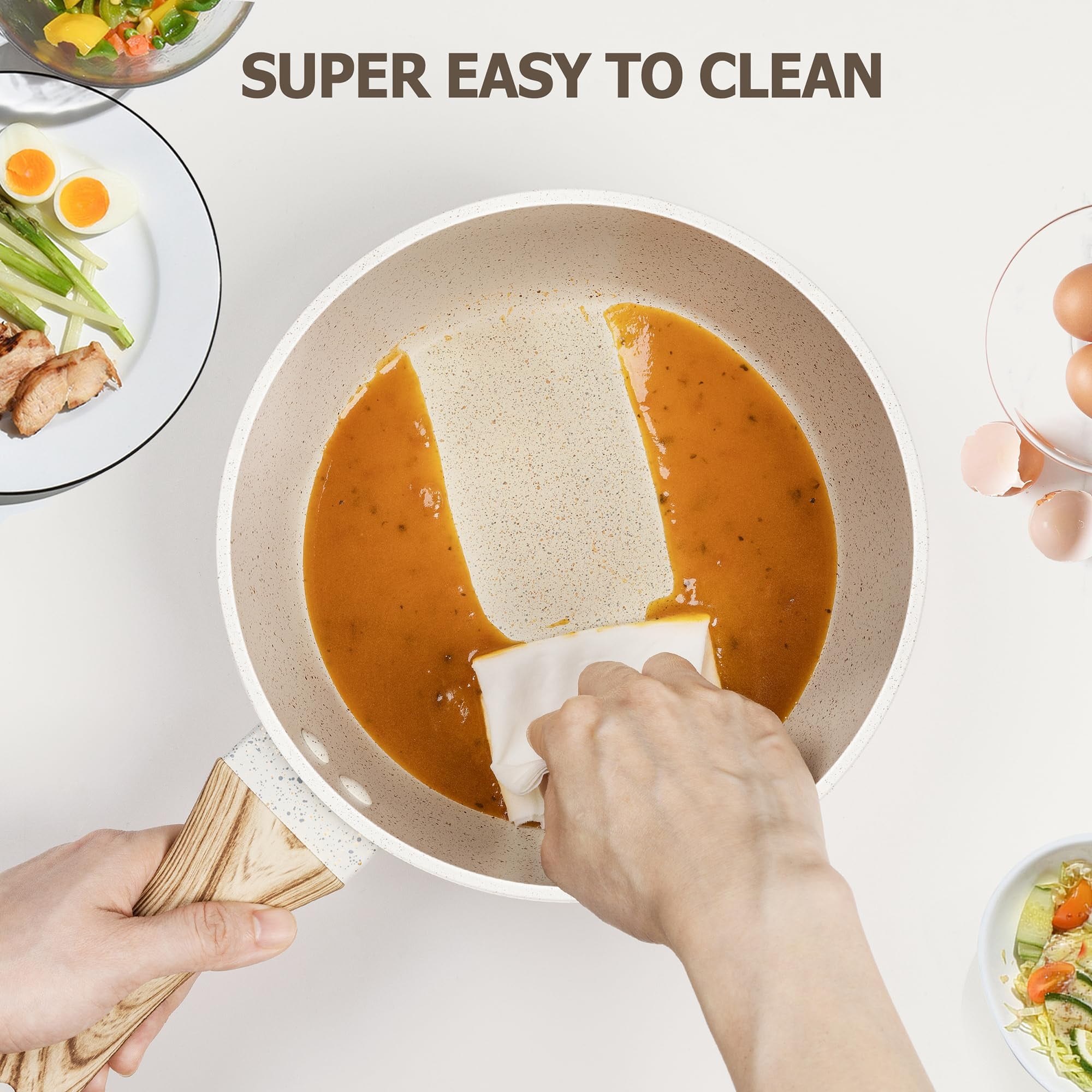 MICHELANGELO Sauce Pan with Lid, Nonstick Saucepans 1.5QT&2QT&3QT, Granite Sauce Pan 3 Piece, Stone Saucepan Set, Small Pot with Lid, Nonstick Sauce Pot Set - Image 2