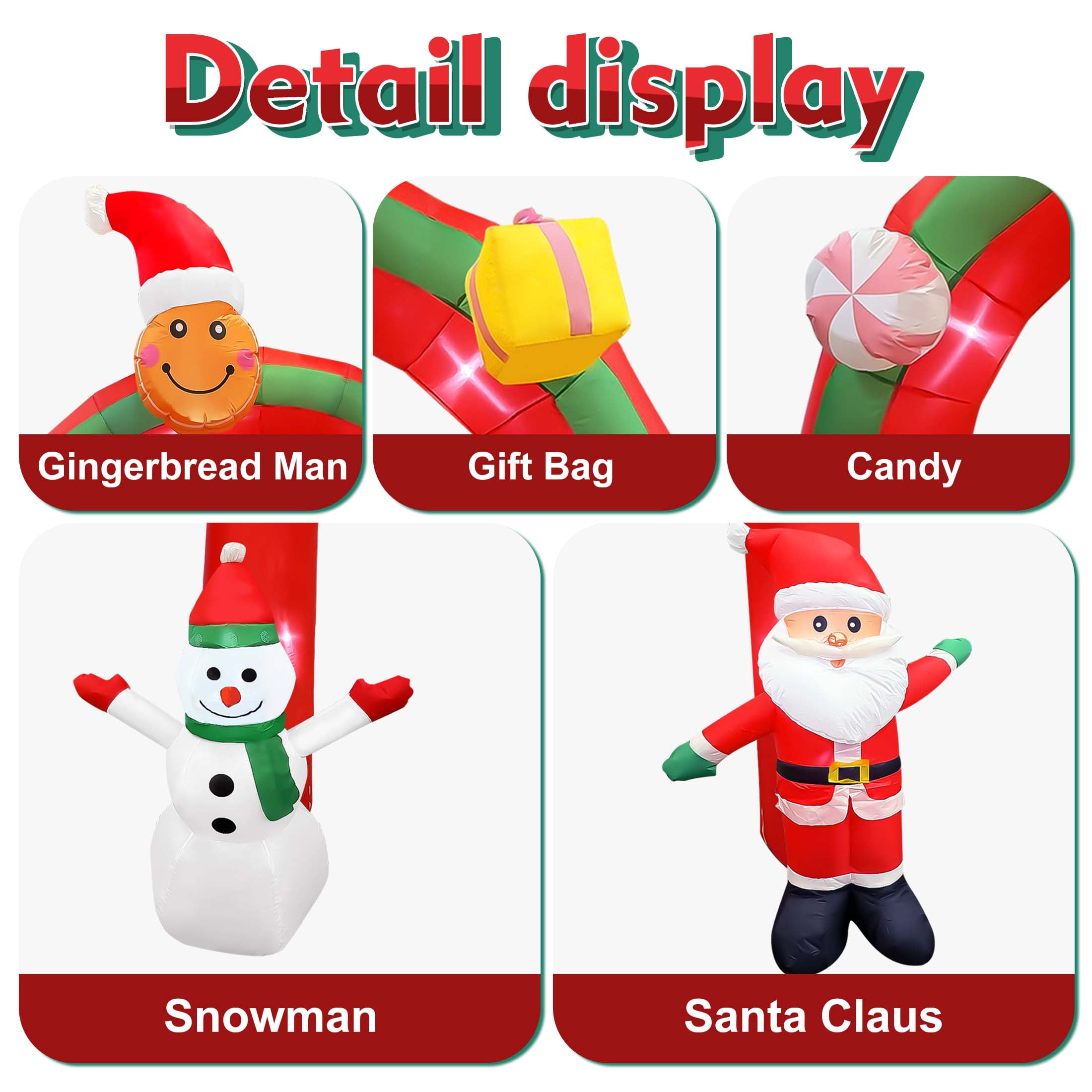 GVDV 9 FT Christmas Inflatables Archway, Santa Claus & Snowman Rainbow Archway for Outdoor, Lawn, Garden, Yard, Party Holiday Decorations - Image 2