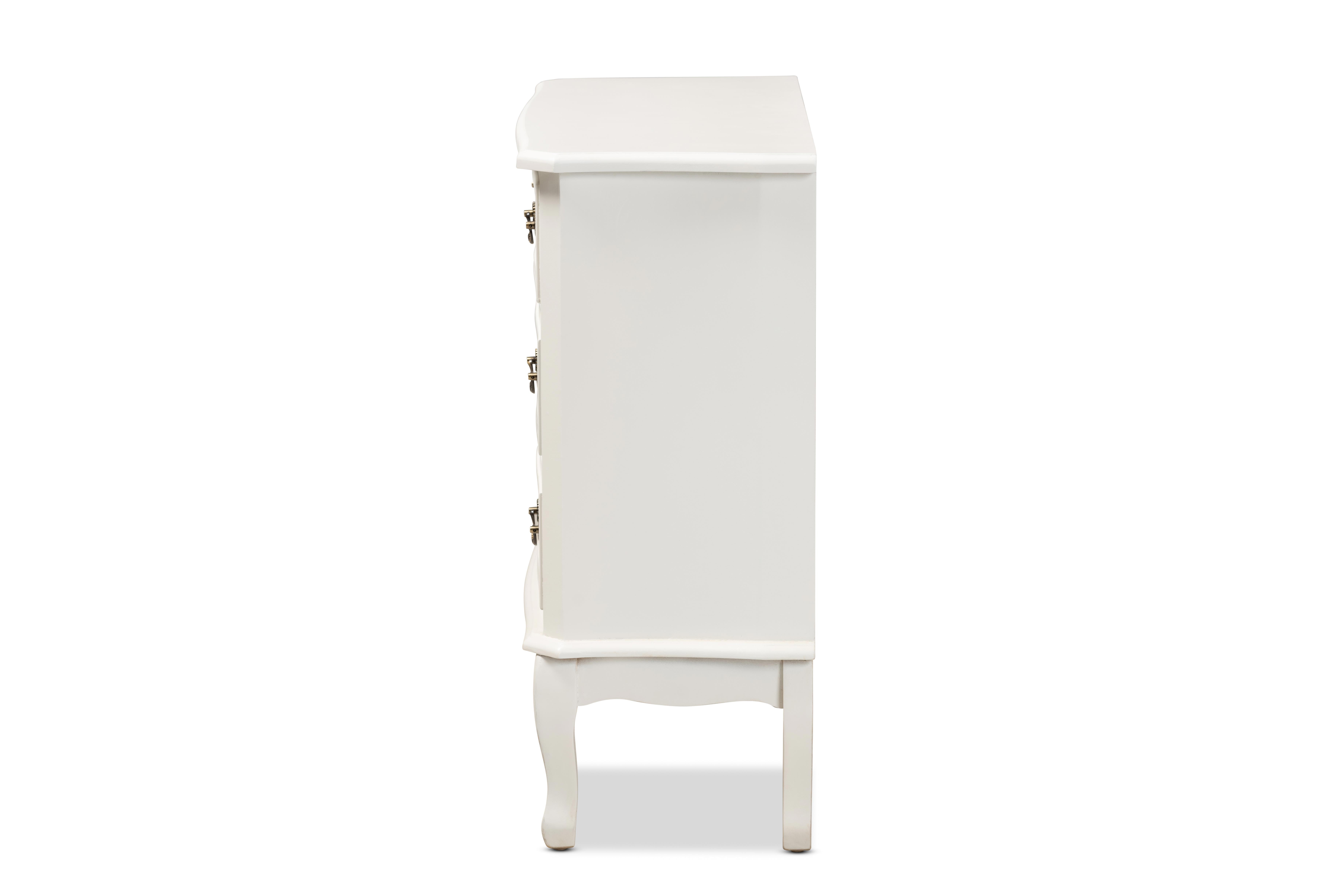 Baxton Studio Select 3-Drawer Vertical Chest, Medium Density Fiberboard, Brass Hardware, White - Image 9