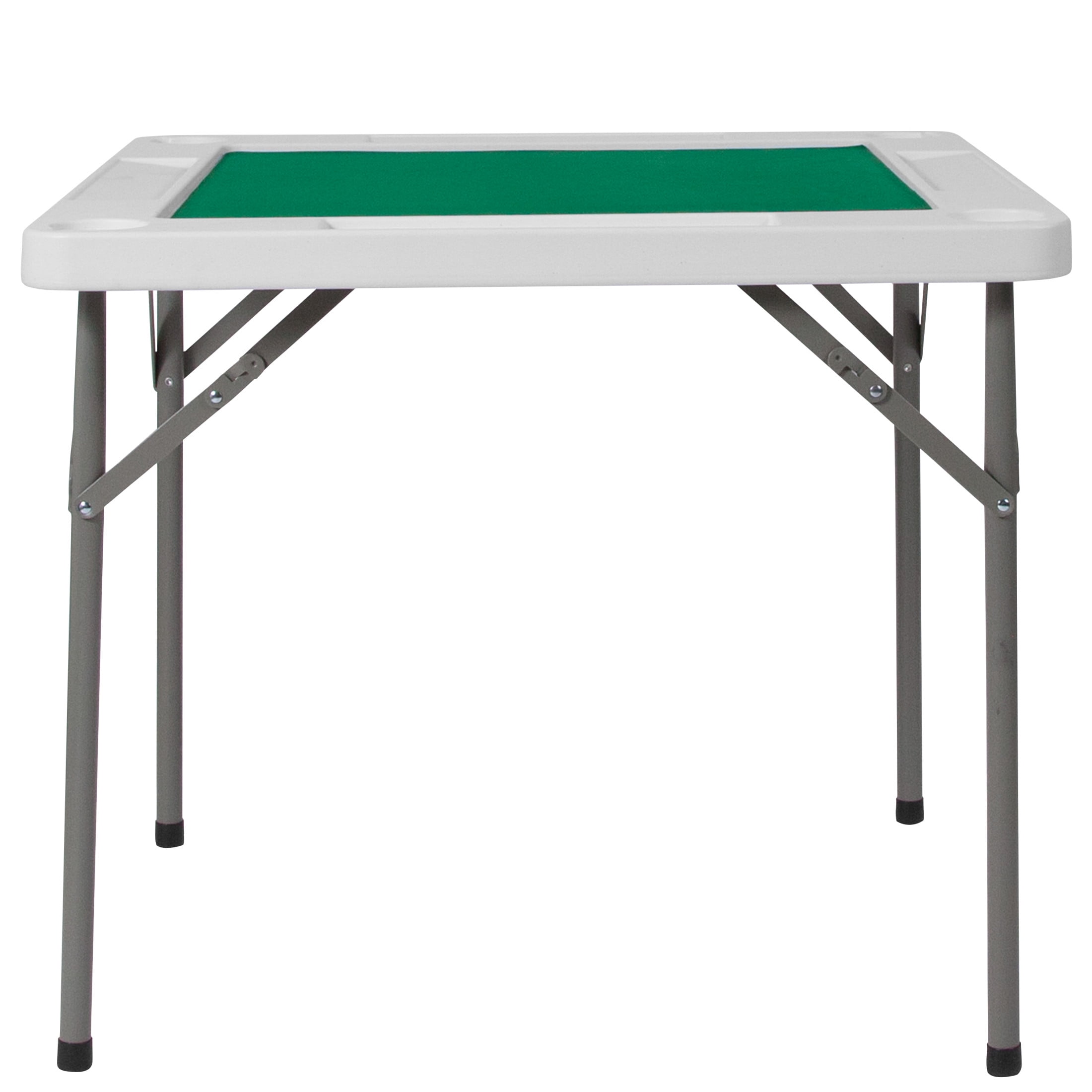 Flash Furniture Silas 34.5" Square Folding Card Table with Felt Surface and Cup Holders, White/Green - Image 14