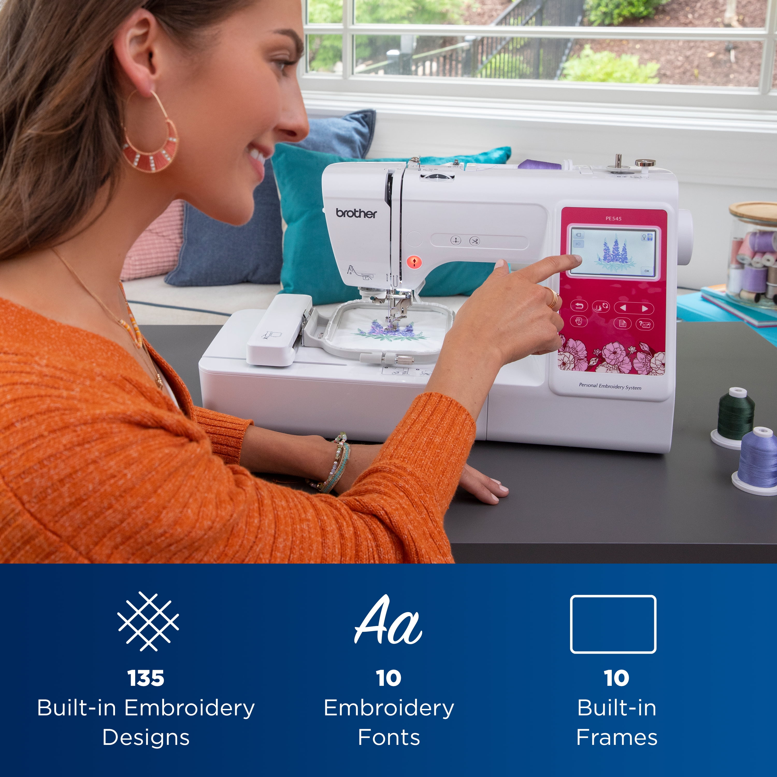 Brother PE545 Embroidery Machine with Built-in Designs and Wireless Connectivity - Image 4