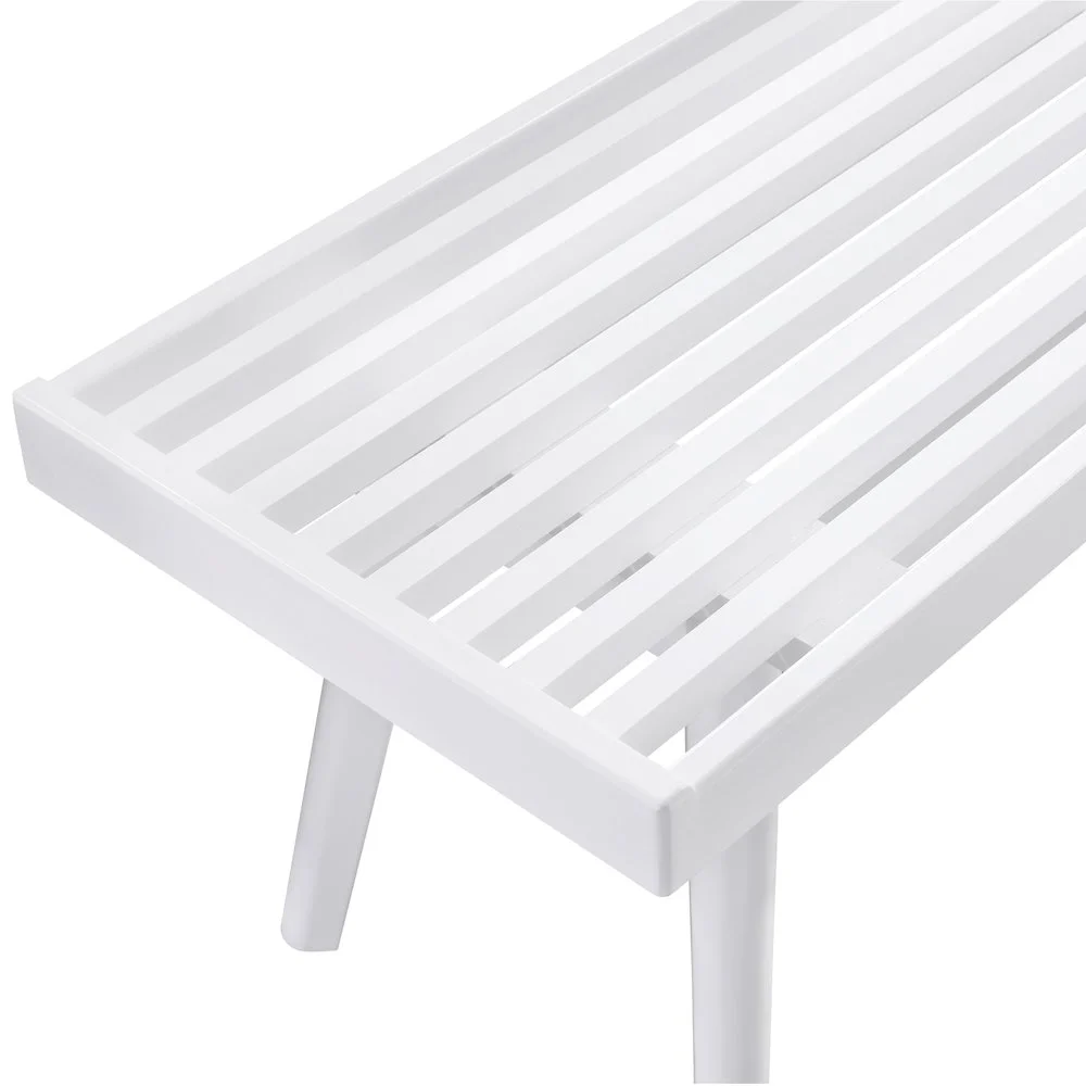 Roundhill Furniture Larwich No Rectangular Entryway Bench with Solid Wood Construction, White - Image 4