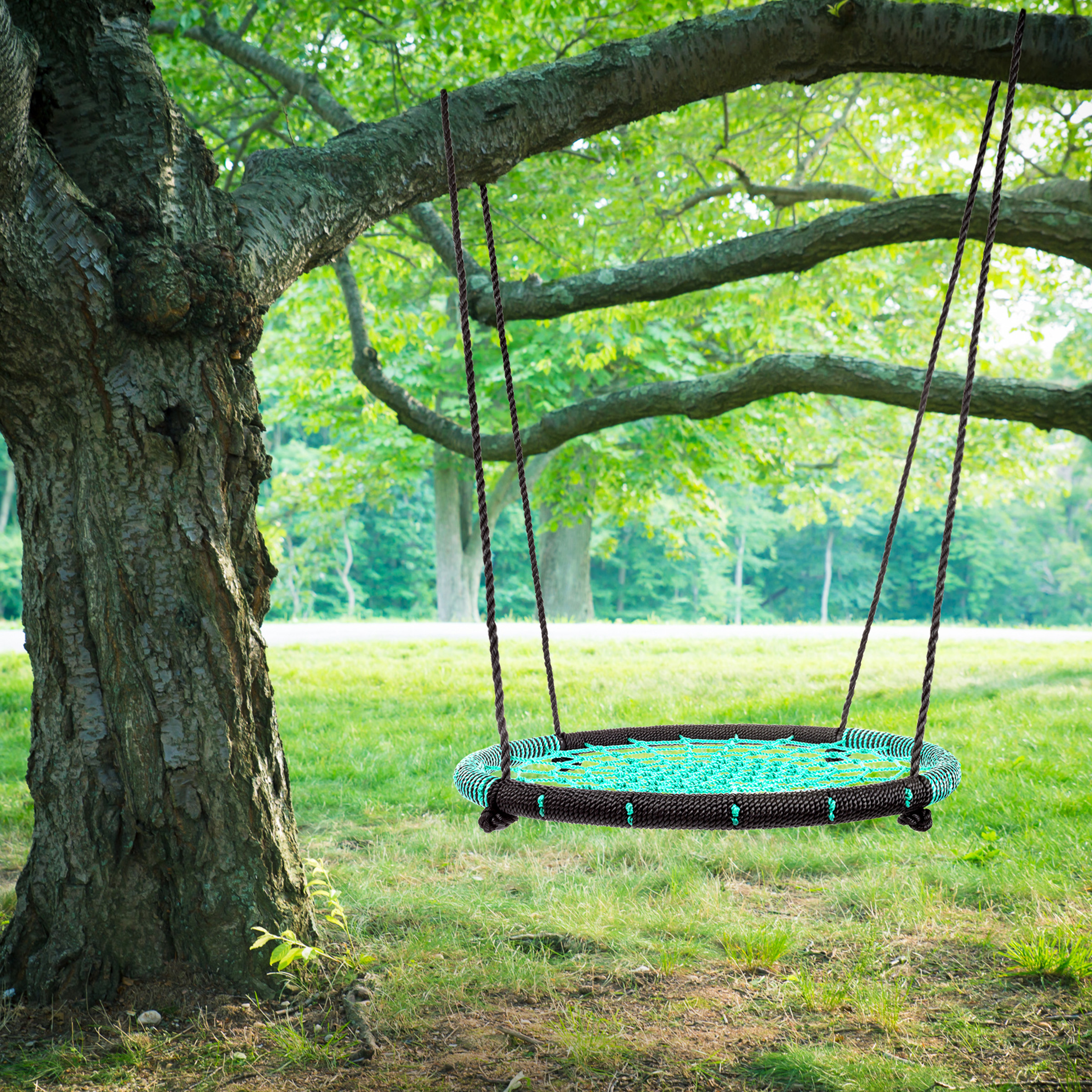 Hey! Play! Spider Web Tree Swing-Large 40-inch Diameter Hanging Tree Rope Saucer Seat - Image 2