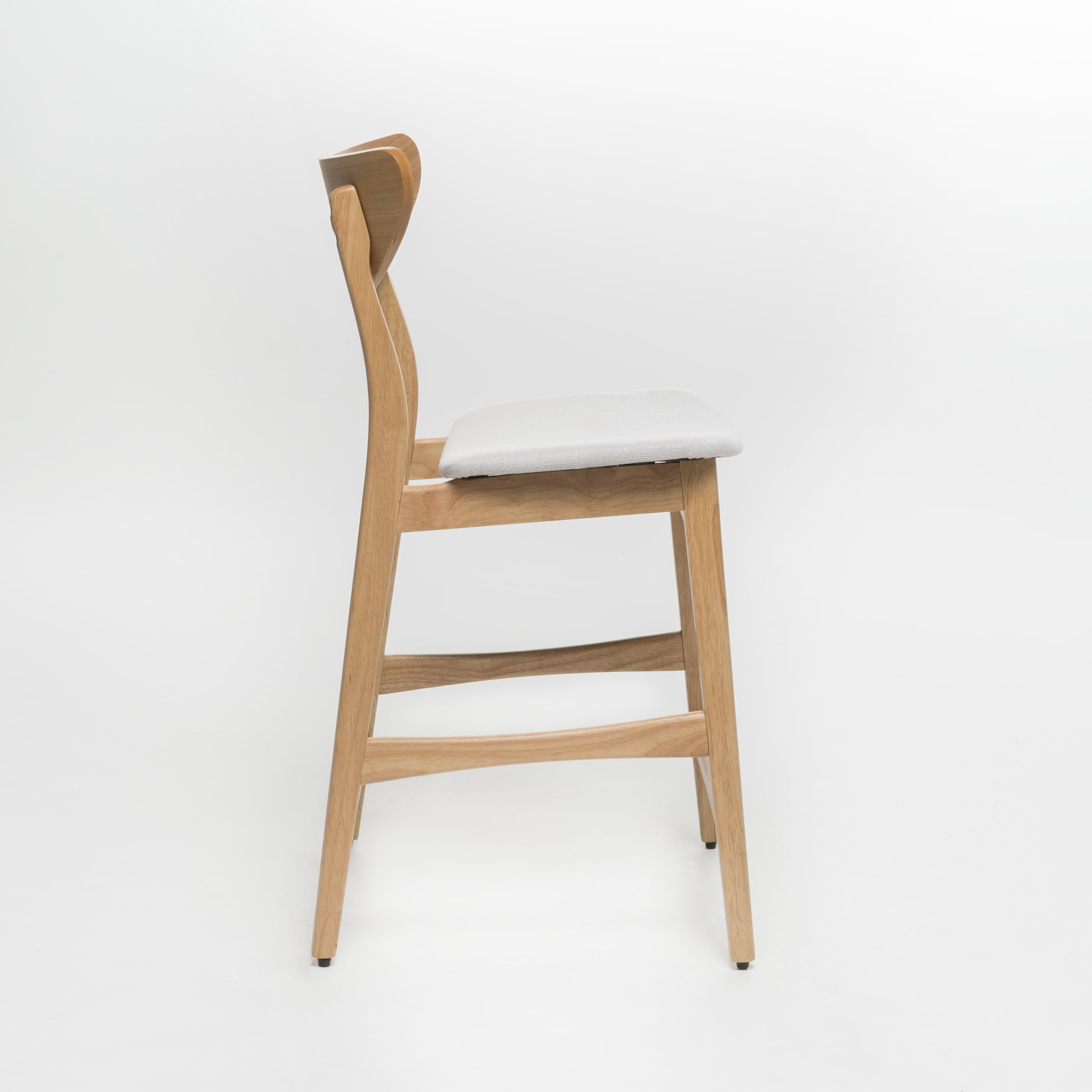 Noble House Gillian Indoor Fabric Counter Chair, Set of 2, Light Beige, Oak - Image 2