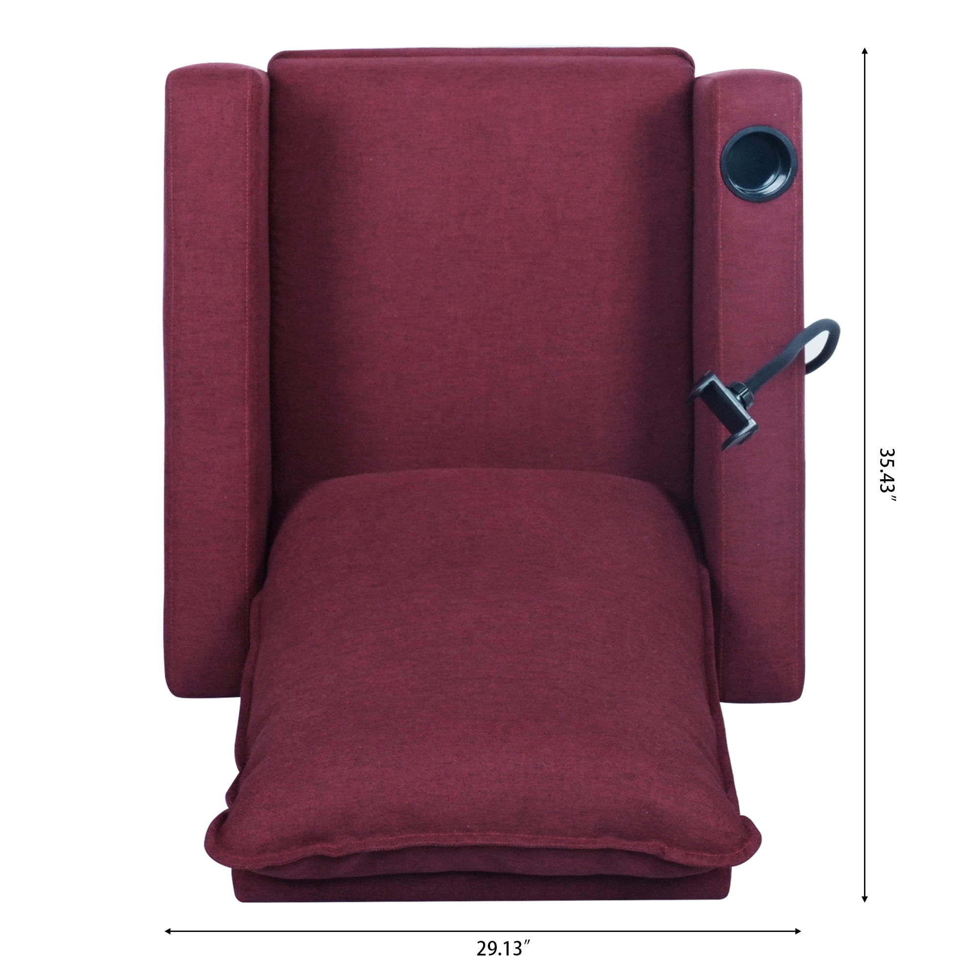 Aukfa Recliner Chair, Single Sofa Armchair with Cup & Phone Holder for Living Room Bedroom, Red - Image 10