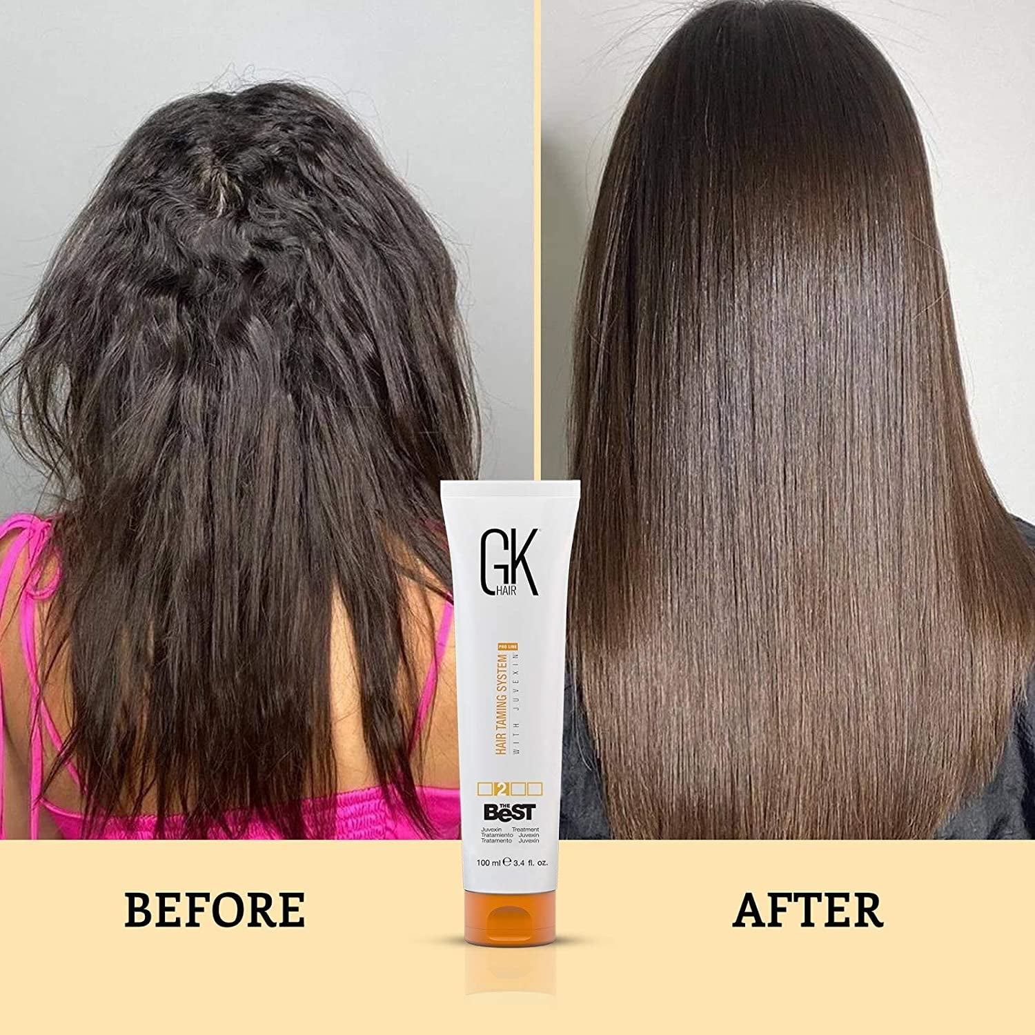 GK HAIR Global Keratin The Best (3.4 Fl Oz/100ml) Smoothing Keratin Hair Treatment - Professional Brazilian Complex Blowout Straightening For Silky Smooth & Frizz Free Hair - Image 4