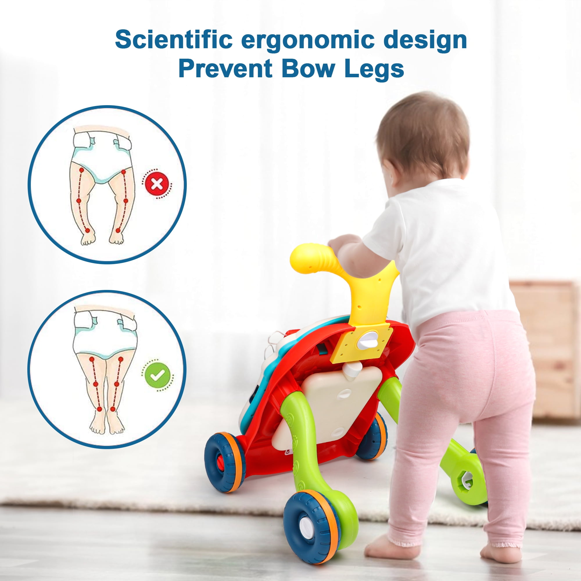 Huge Wave Multifunctional Sit-to-Stand Baby Walker for Baby, Early Educational Learning Toy and Activity Center for Boys and Girls-Red, Christmas Gift for Toddlers Boys Girls Birthday - Image 7