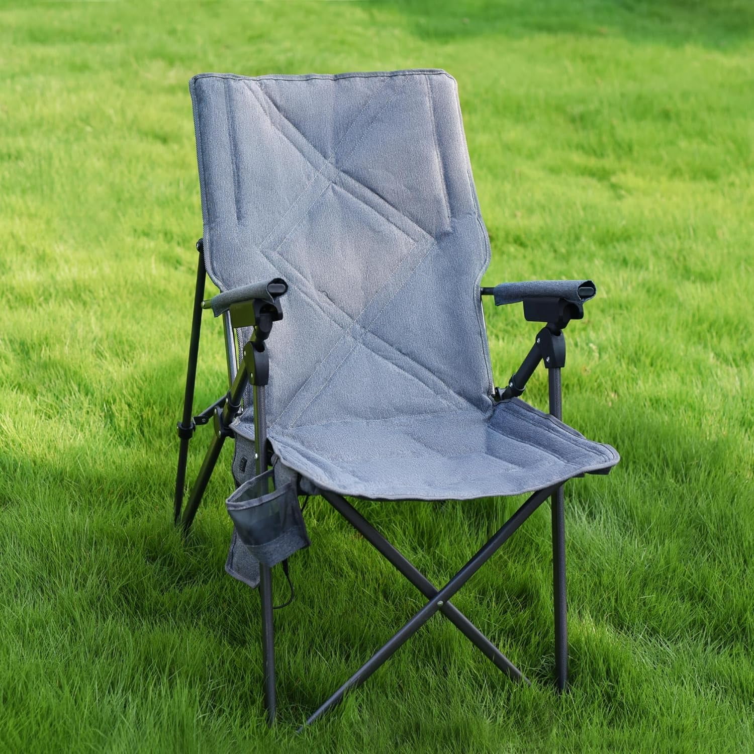 YUQIN Outdoor Reclining Camping Chairs Adjustable 3 Position Foldable Heavy Duty Adults 300 LBS Capacity for Adults Lounge with Cup Holder, Heated Folding Camp Chair Lawn Patio Outdoor Porch - Image 3