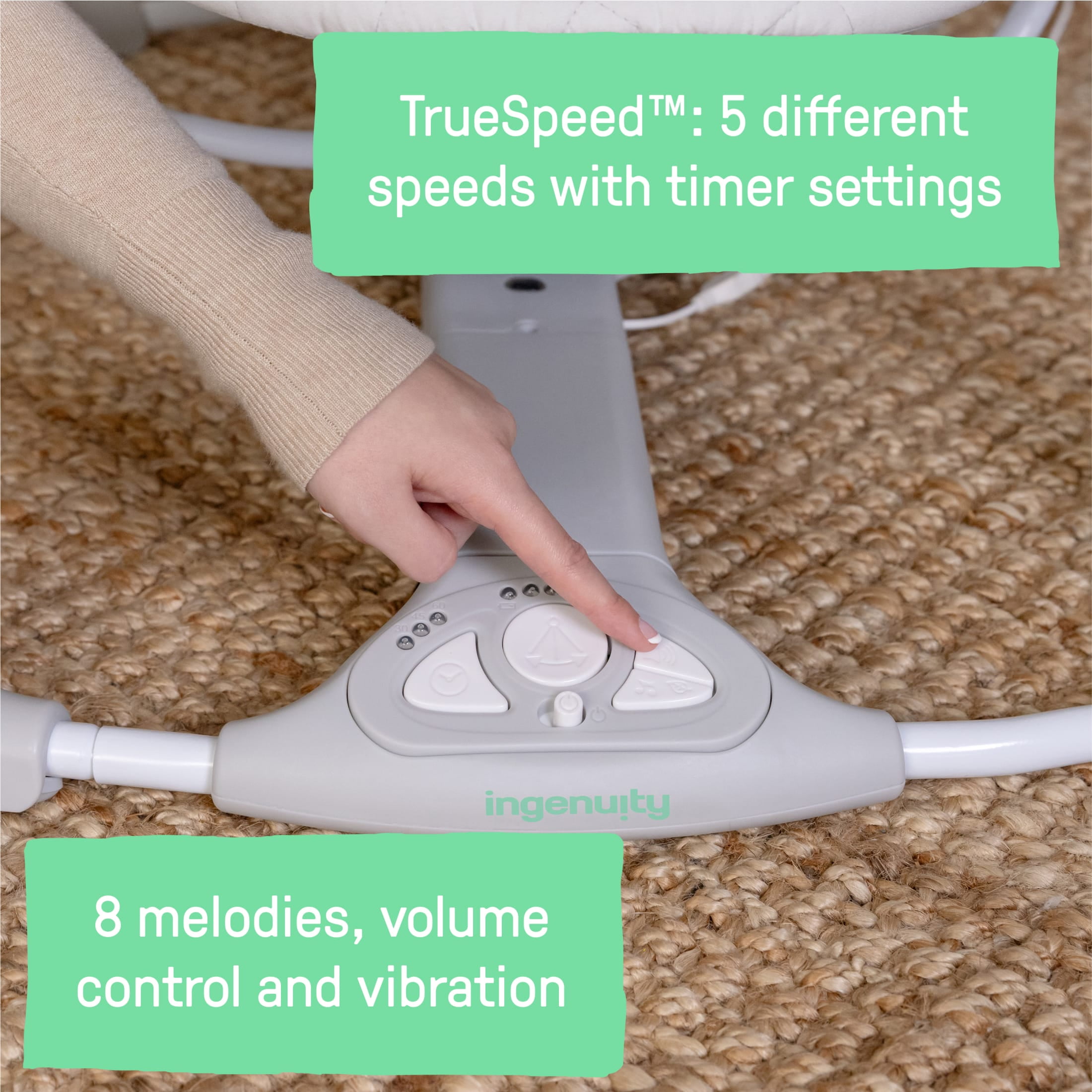 Ingenuity Cozy Spot Swing and Go Portable Swing, Grey, Unisex, Ages 0-9 Months - Image 14