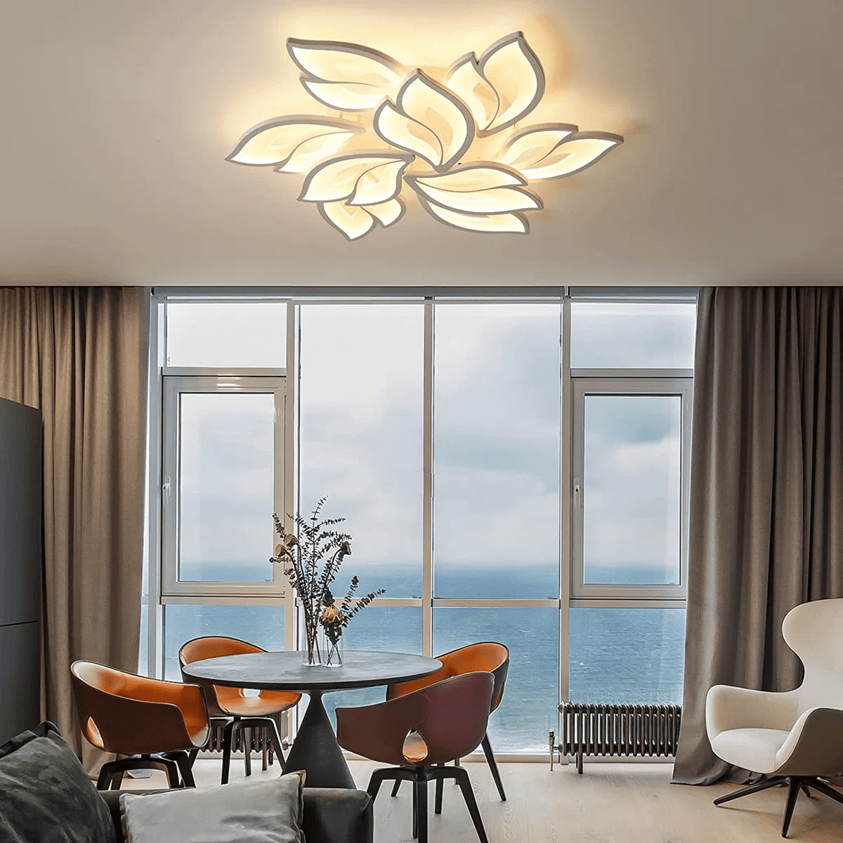 Garwarm Modern Ceiling Light, 29.5in Dimmable LED Flush Mount Ceiling Lamp, 75W Acrylic Sahde Ceiling Chandelier Lighting Fixture with Remote Control for Living Dining Room Bedroom - Image 8