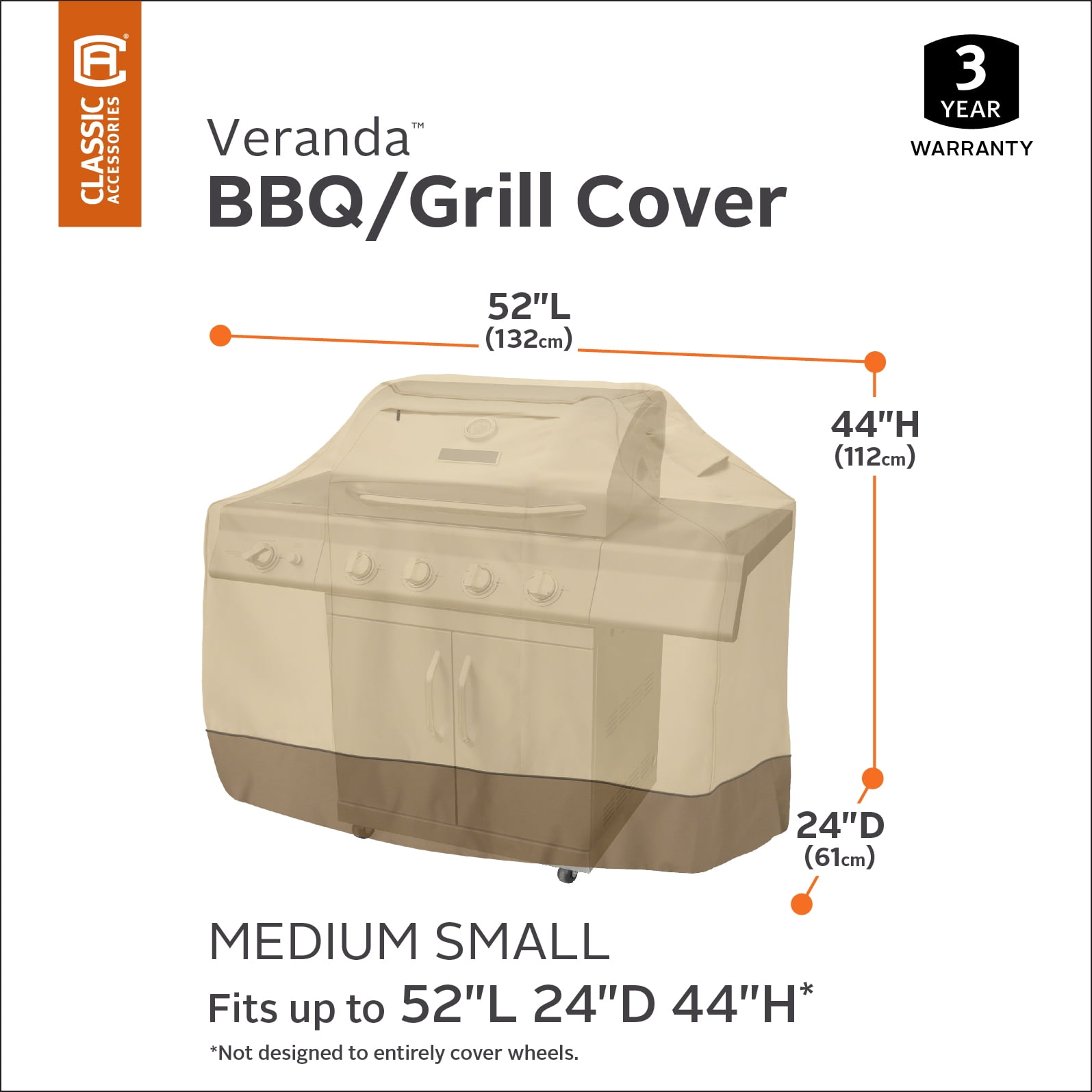 Classic Accessories Veranda Water-Resistant 52 Inch BBQ Grill Cover - Image 2