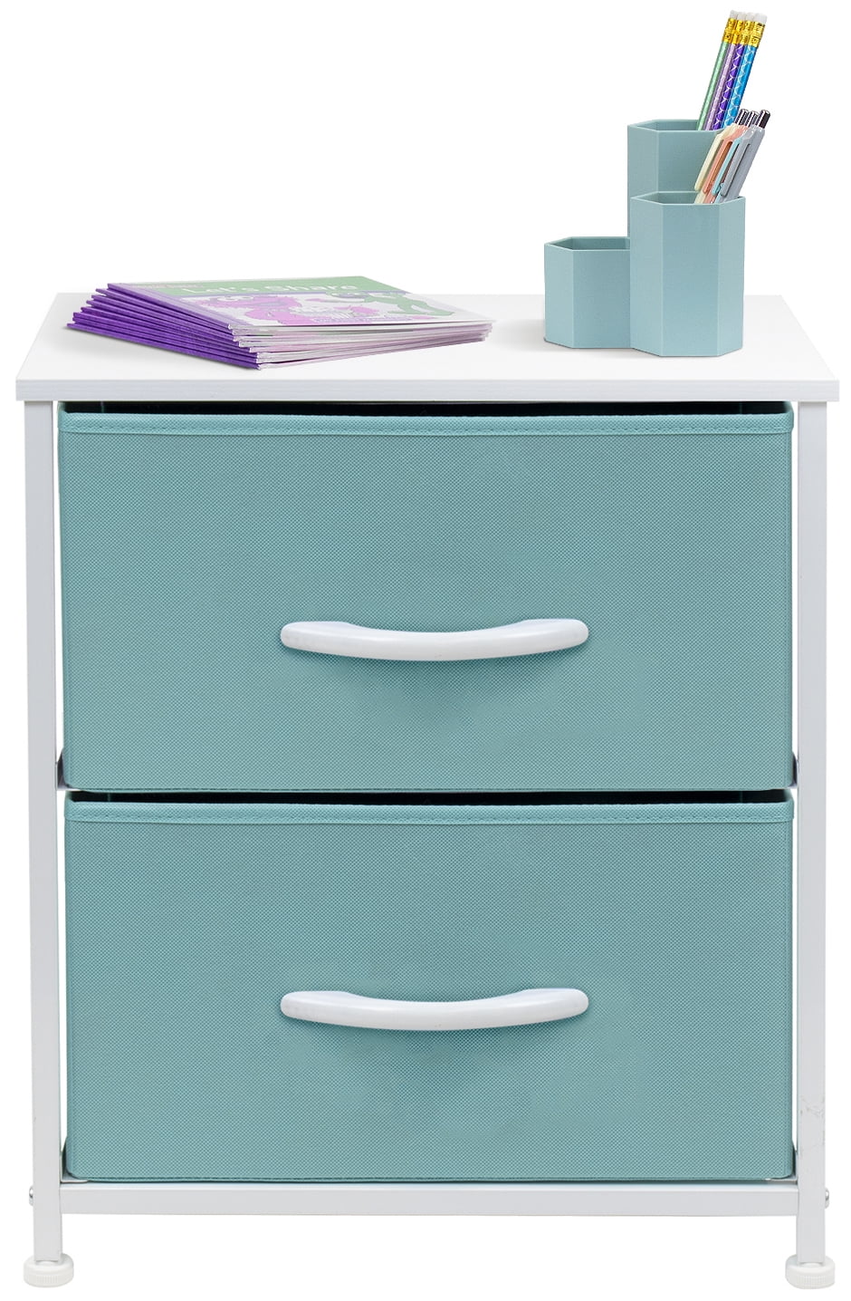 Sorbus Aqua 2-Drawer Nightstand Chest Dresser, Aqua, 11.8"L x 15.75"W x 22.2"H - Image 2
