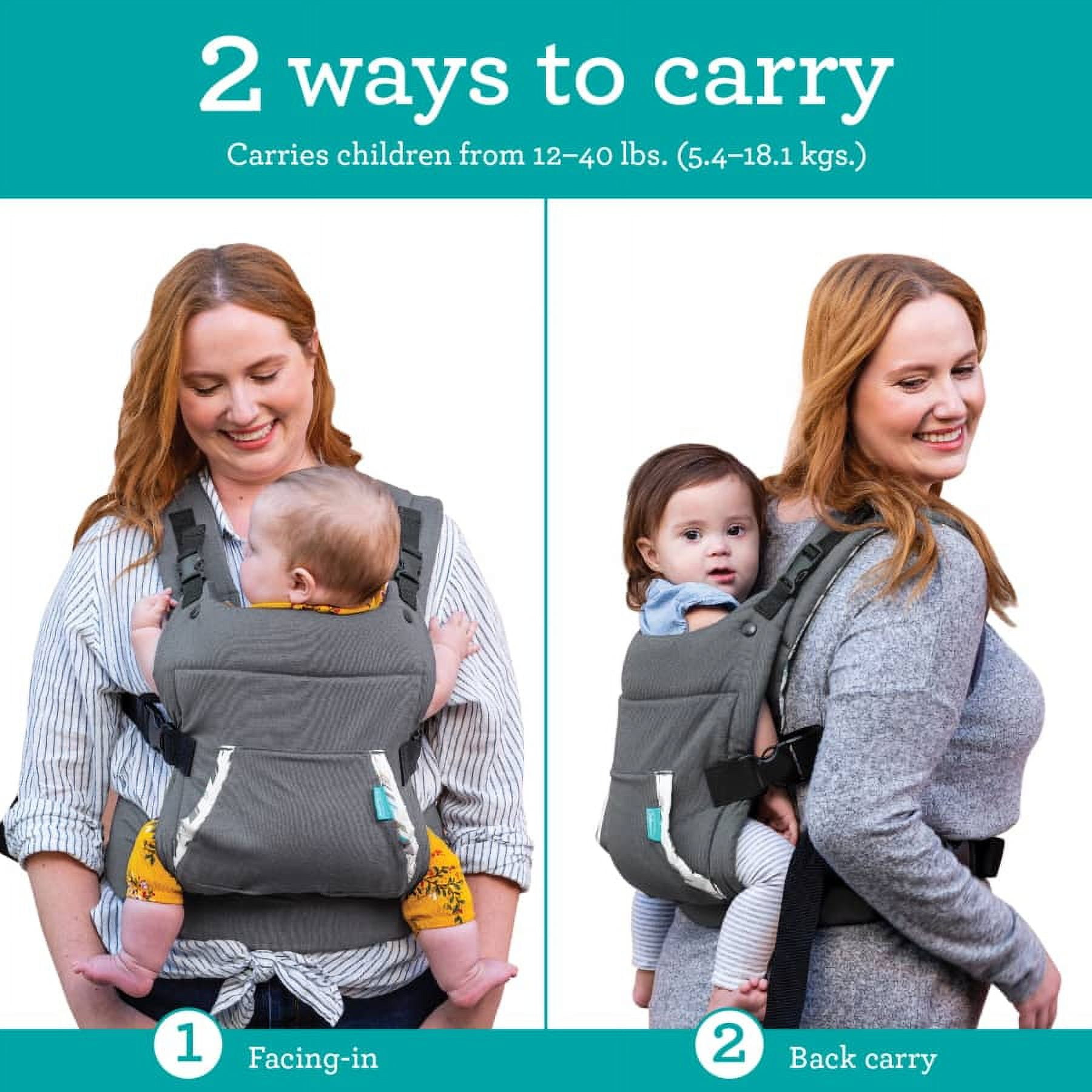 Infantino Cuddle-up Ergonomic Hoodie Baby Carrier, 2-Position, 12-40lb, Gray Fox - Image 4