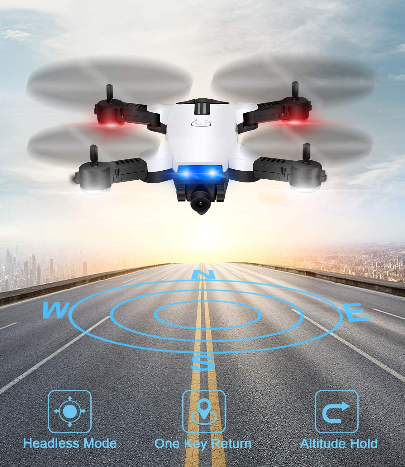 SUPER JOY WiFi 720P HD FPV Drone for Kids, Live Video Follow Me, Gesture Control and More Than 12 Functions Intelligent Quadcopter for Beginners White - Image 2