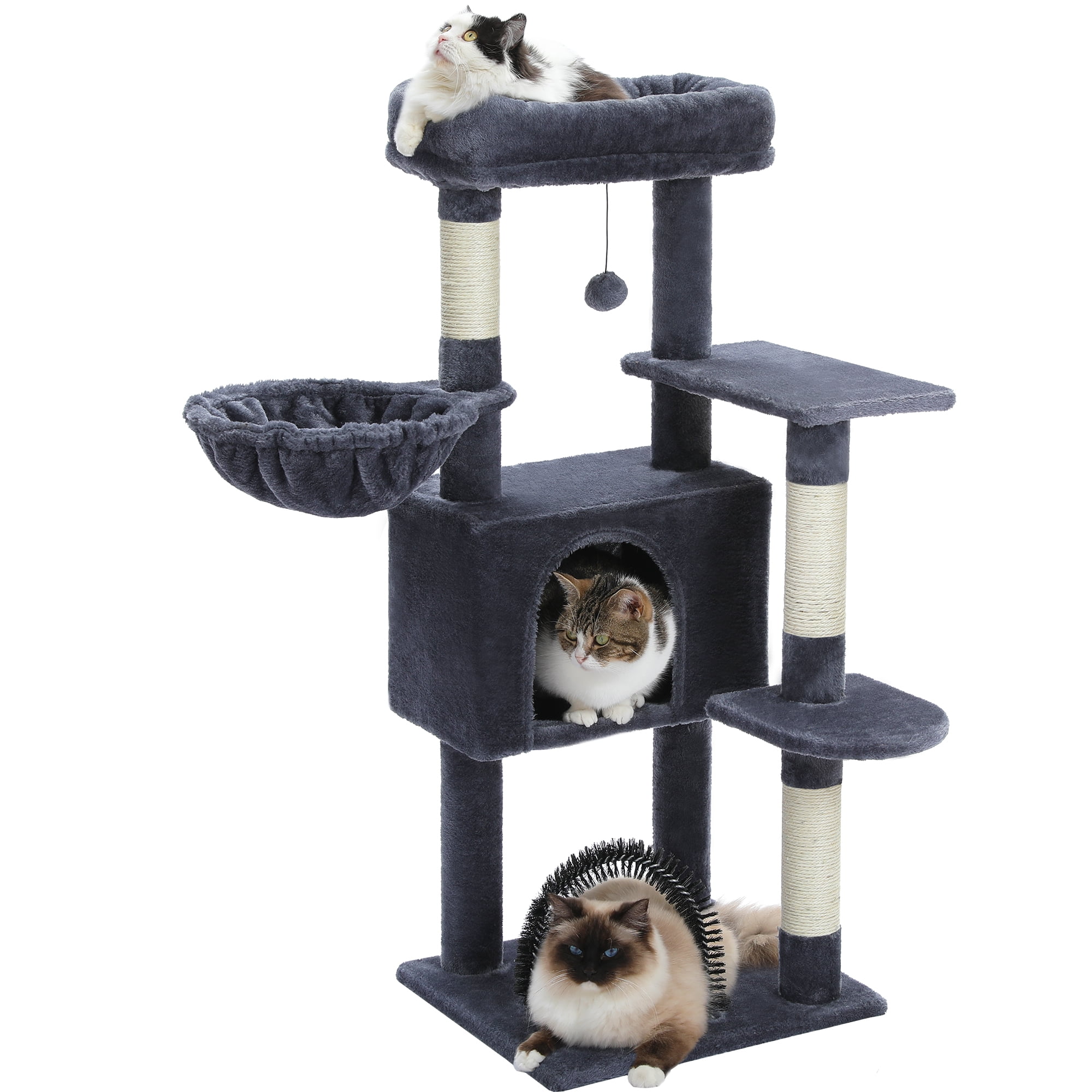 PAWZ Road 42" Cat Tree Condo With Large Perch Scratching Posts for Indoor Cats, Dark Gray - Image 9