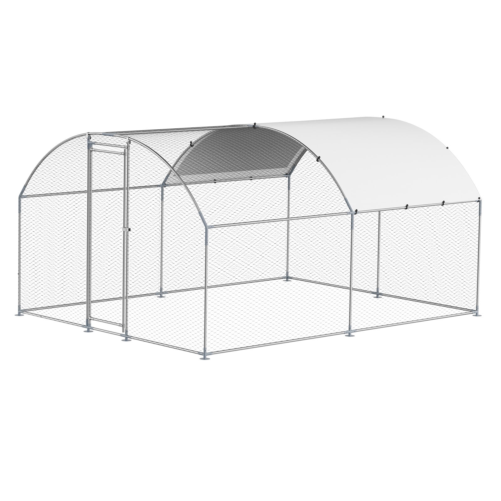 KFFKFF Metallic Poultry Enclosure, Dimensions 9.8x13.1x6.5 ft, Spacious Walk-in Design with Protective Cover, Dome-shaped Roof, Secure Locking Mechanism, Outdoor Cage for Ducks and Rabbits - Image 3