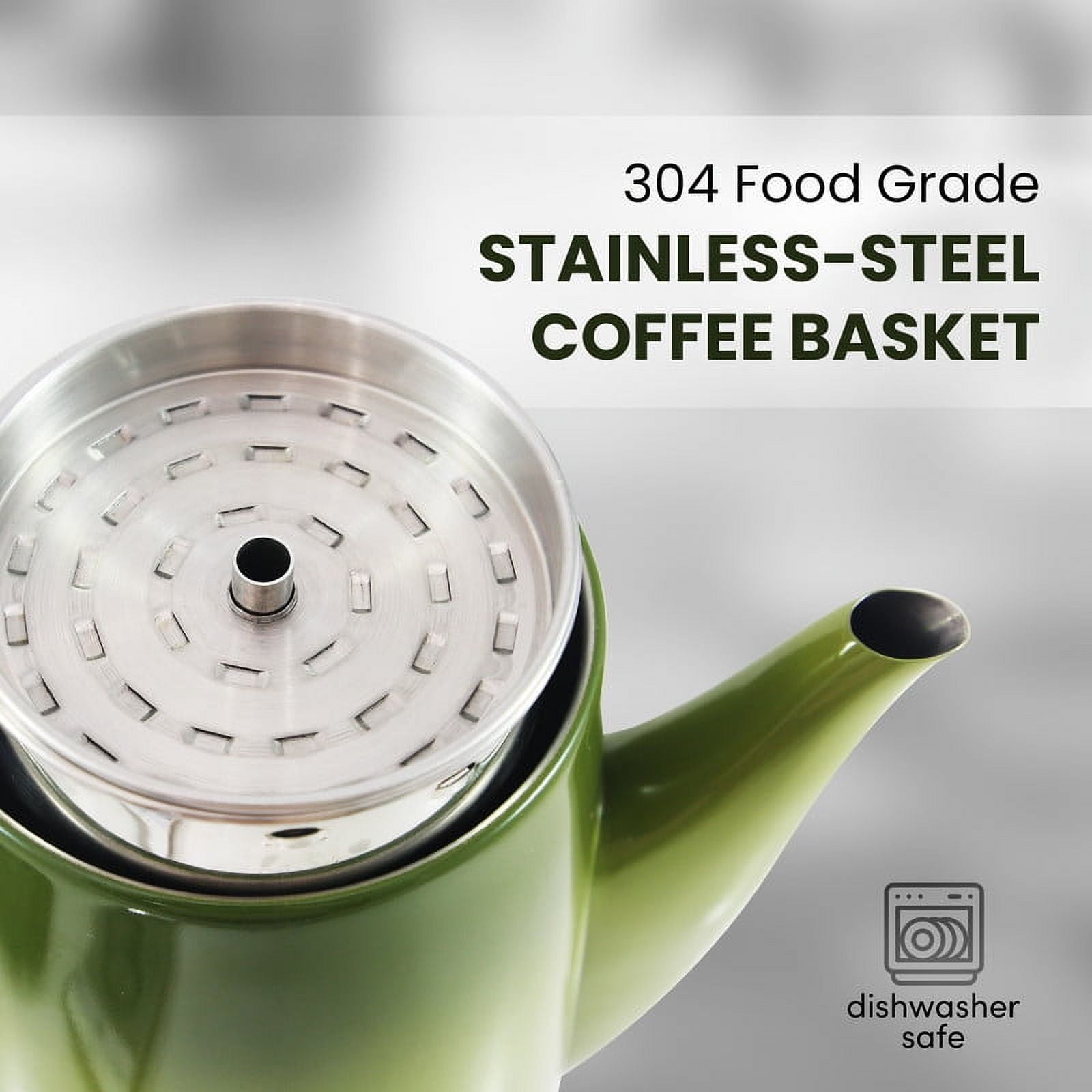 Elite Cuisine EC185 Stainless Steel 12 Cup Percolator, Vintage Green - Image 2