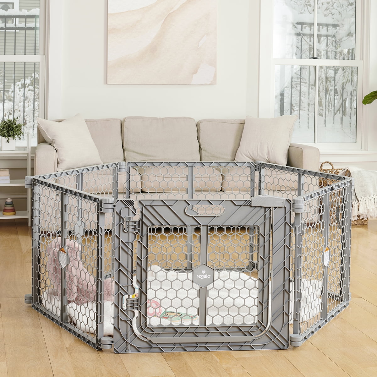 Regalo Gray Superwide Plastic Gate & 2-in-1 Play Yard with Door - Image 3