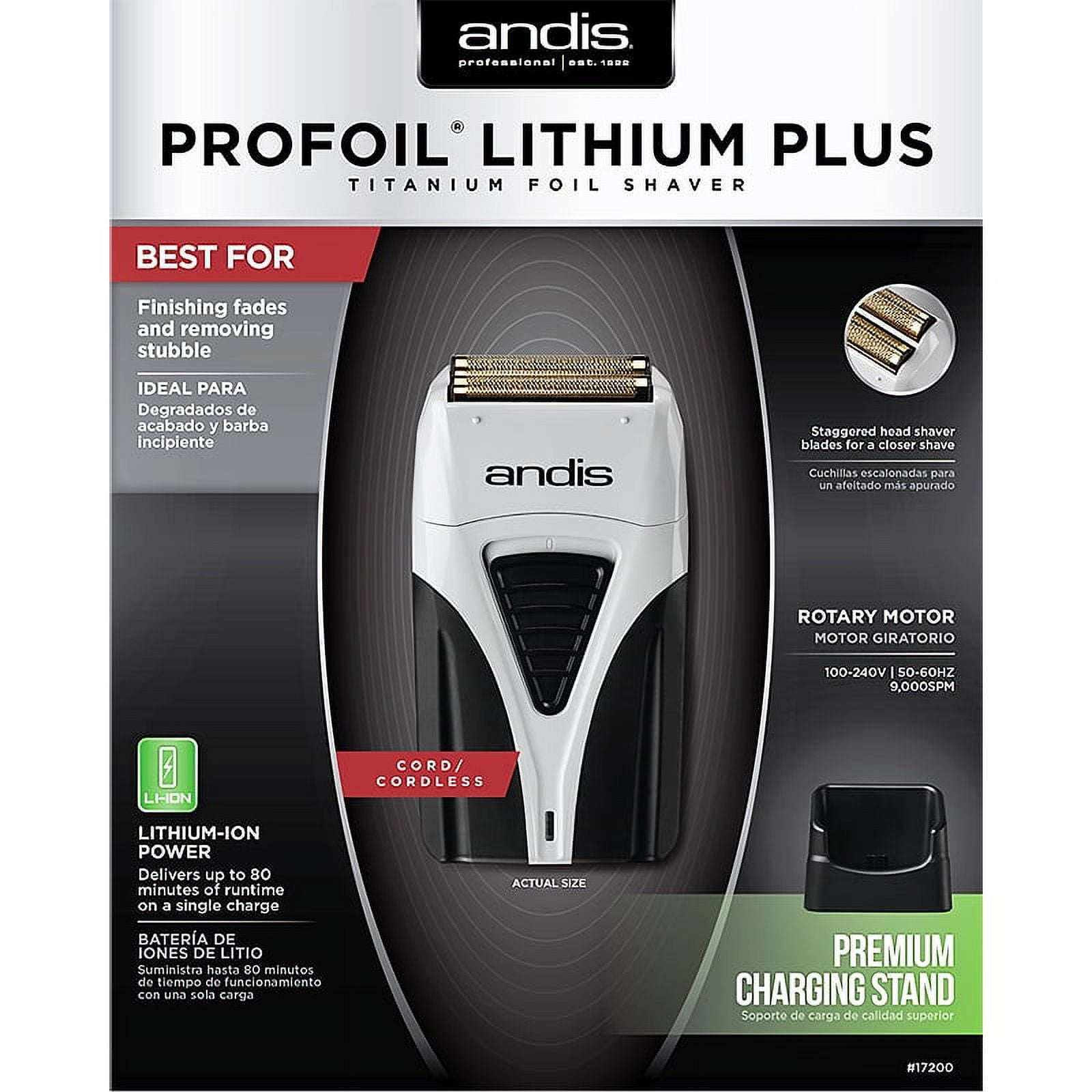 Andis Profoil Lithium Plus Titanium Foil Mens Cordless Shaver Kit, 1 Ea - Image 2