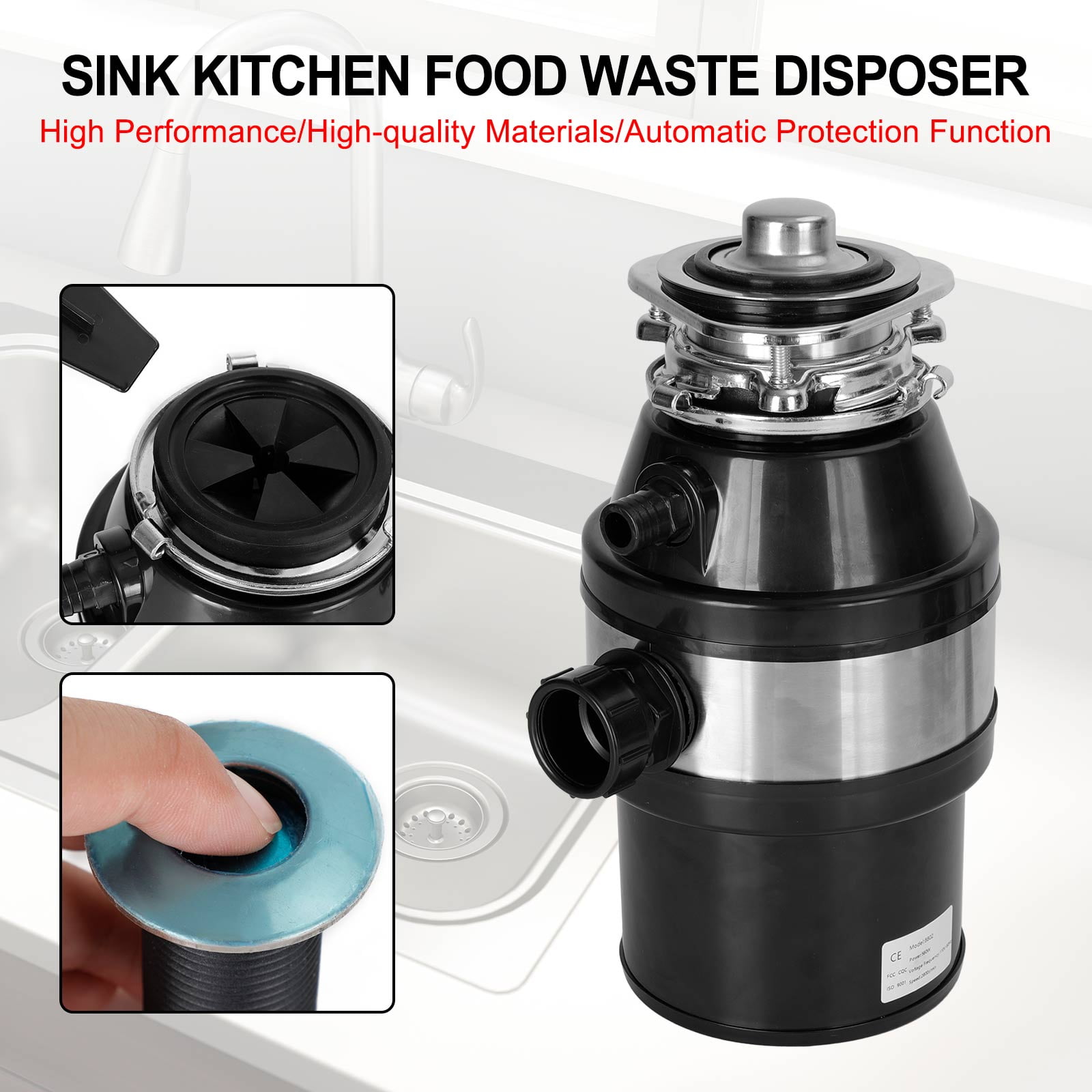 TOPTENG Garbage Disposal Continuous Feed Food Waste Disposer 3/4 HP 2800 RPM Under Sink Kitchen Food Waste Disposer w/ Plug - Image 9