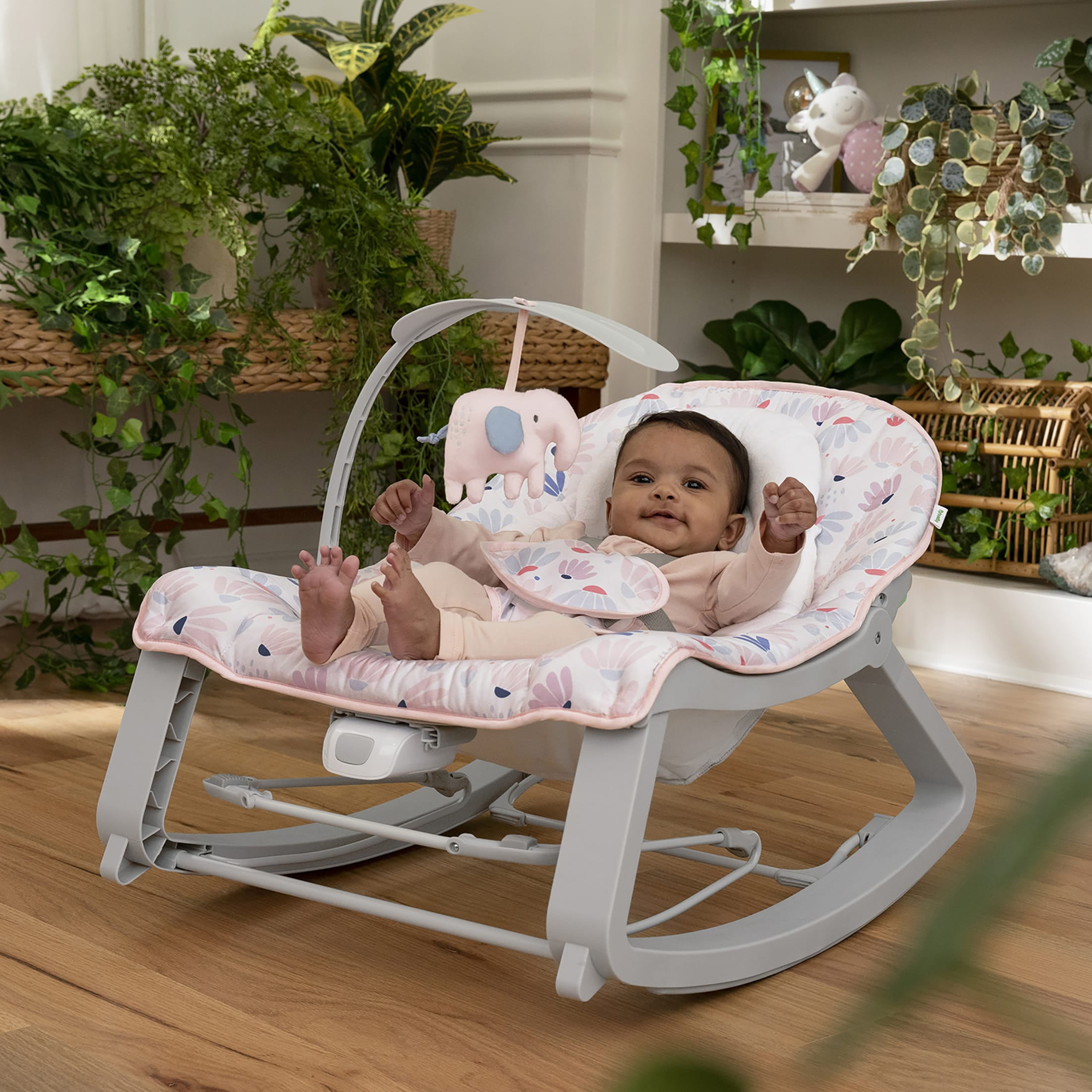 Ingenuity Keep Cozy 3-in-1 Baby Bouncer Seat & Infant to Toddler Rocker - Burst (Pink) - Image 13